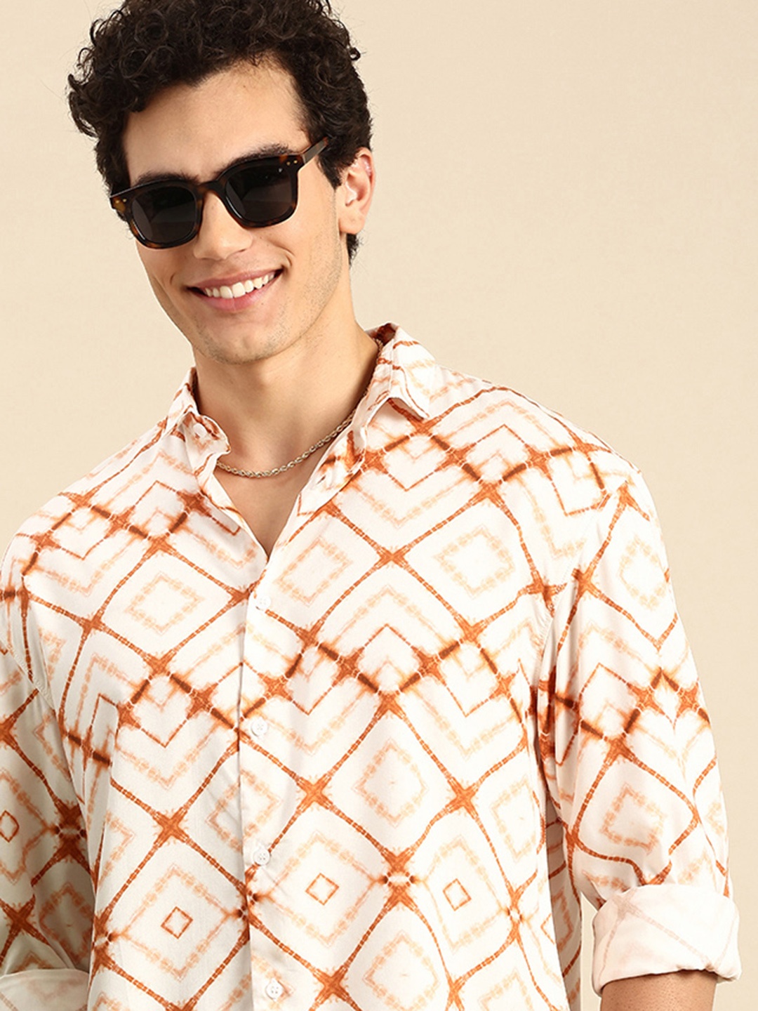 

Mast & Harbour Relaxed Fit Dyed Casual Shirt, Off white