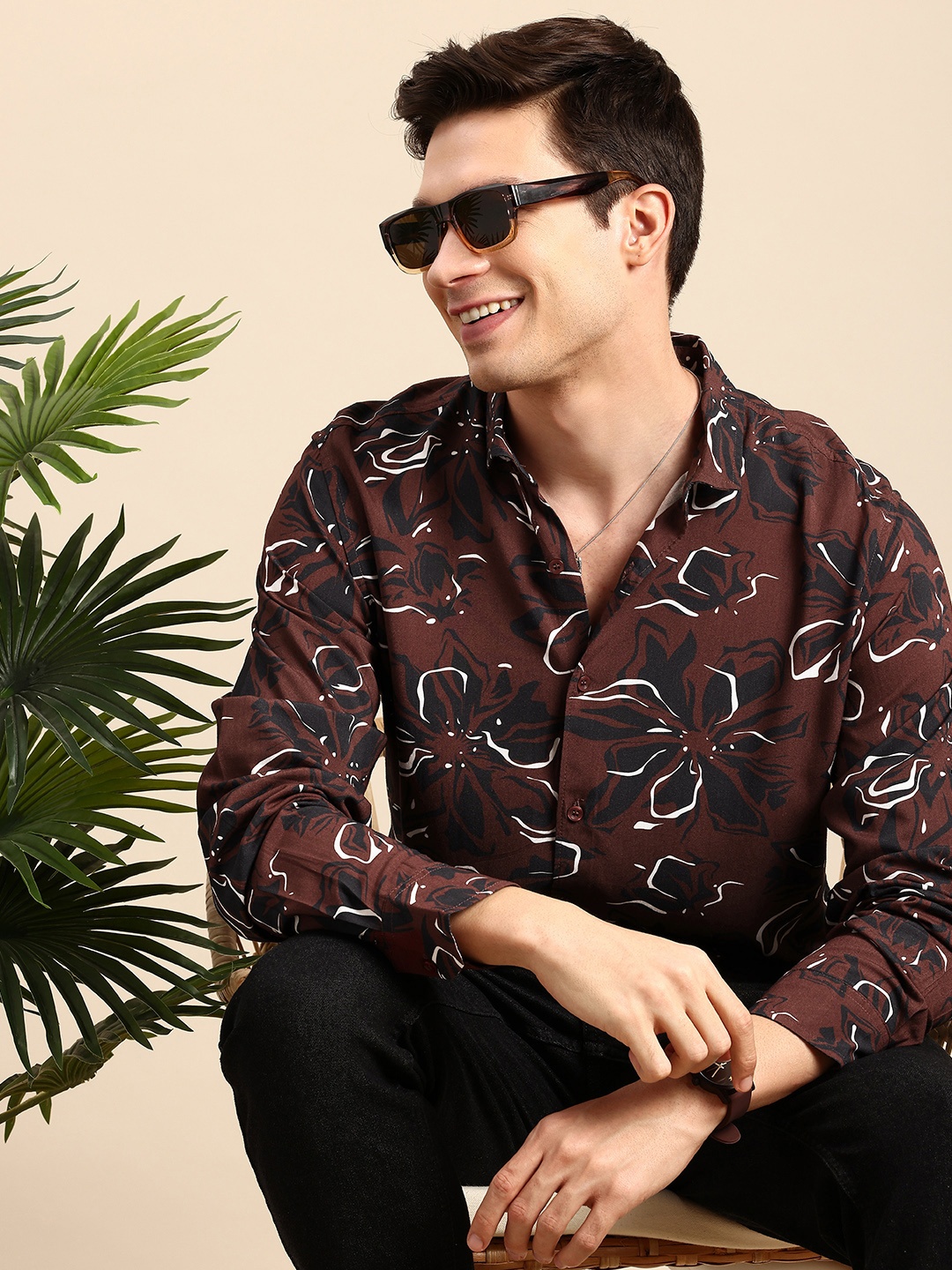 

Mast & Harbour Floral Printed Casual Shirt, Brown