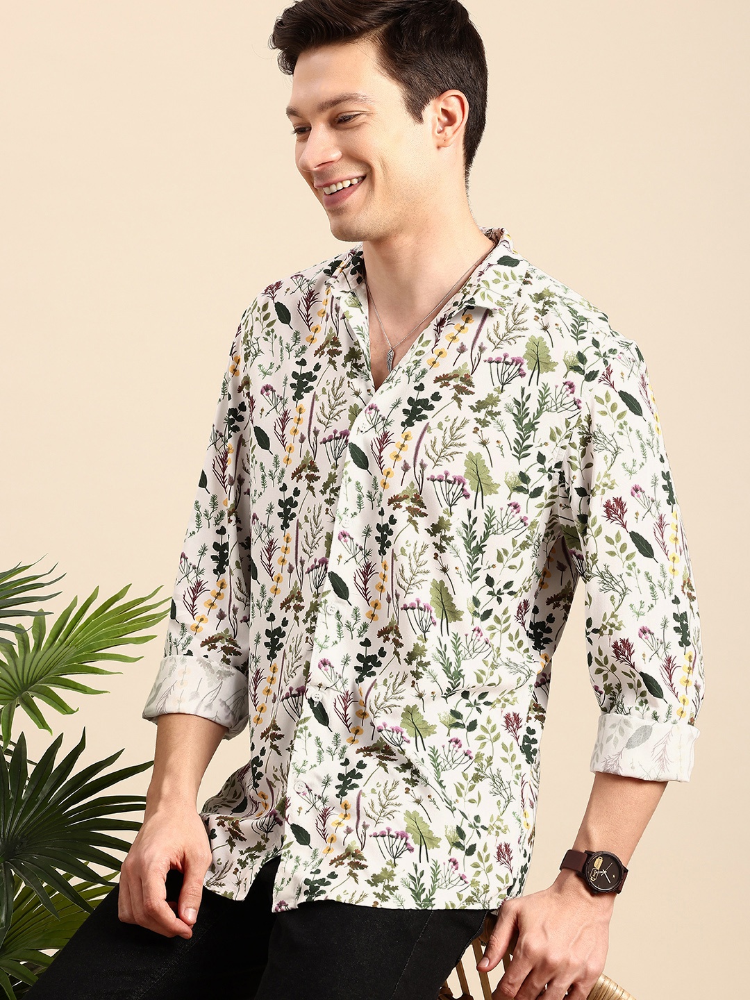 

Mast & Harbour Floral Printed Casual Shirt, White