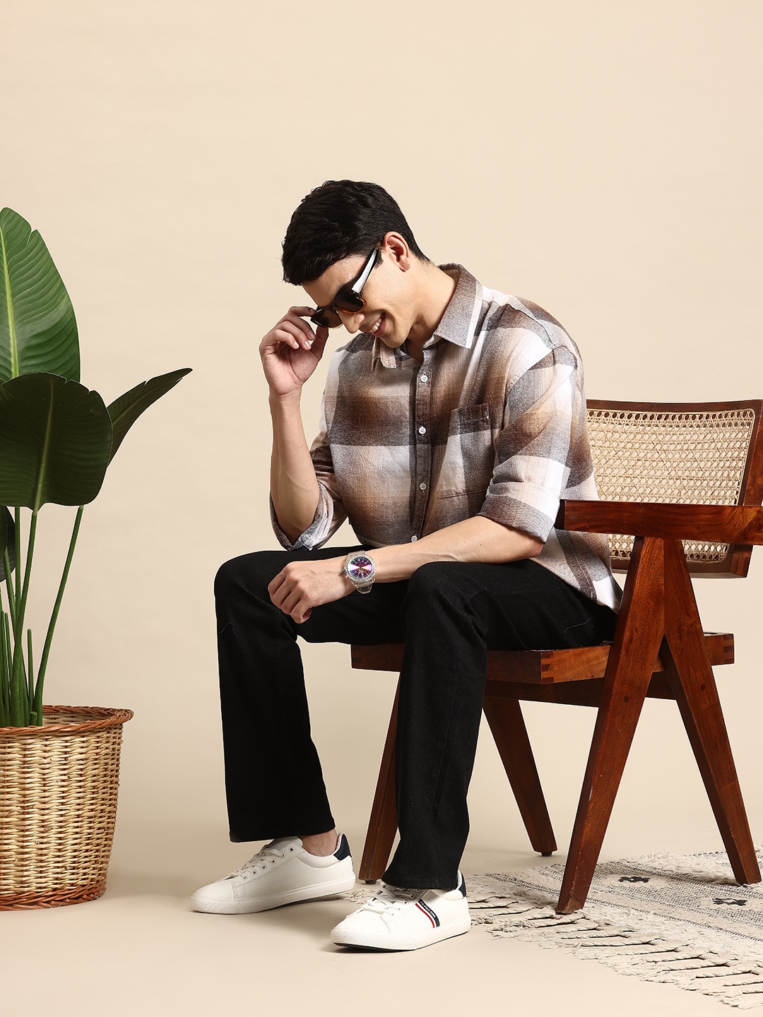 

Mast & Harbour Opaque Checked Casual Shirt, Brown