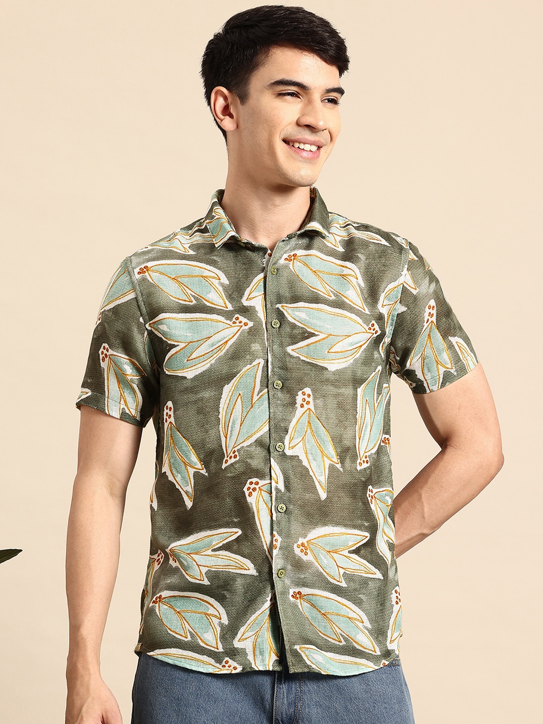 

Mast & Harbour Floral Printed Casual Shirt, Green