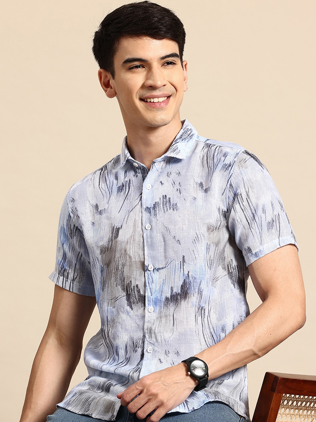 

Mast & Harbour Abstract Printed Casual Shirt, Blue