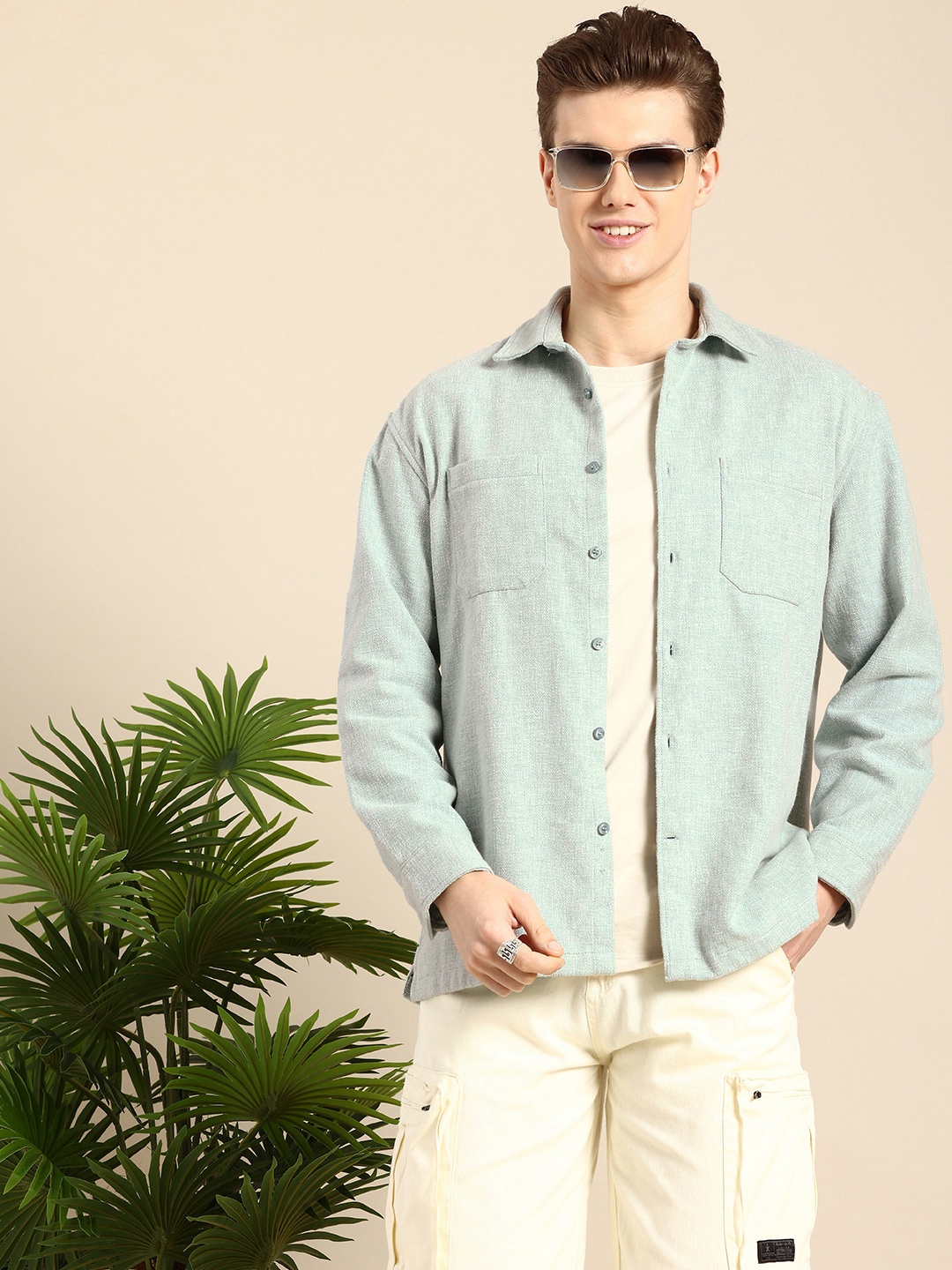 

Mast & Harbour Solid Relaxed Fit Pocket Shacket, Green