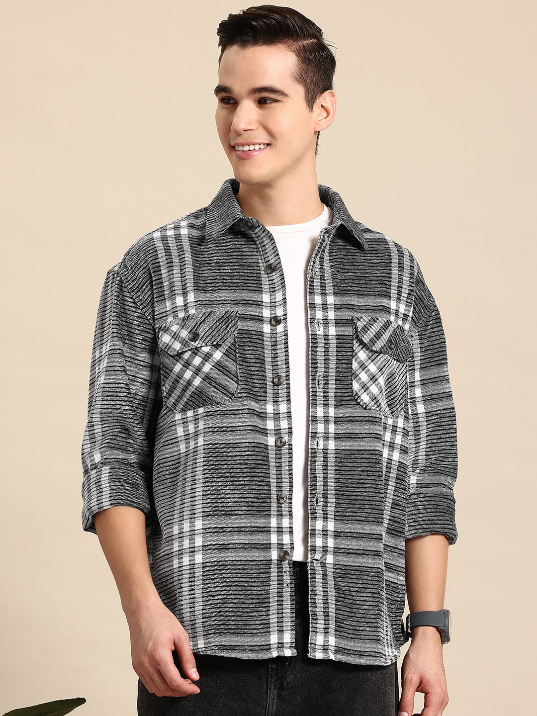 

Mast & Harbour Checked Casual Shirt, Beige