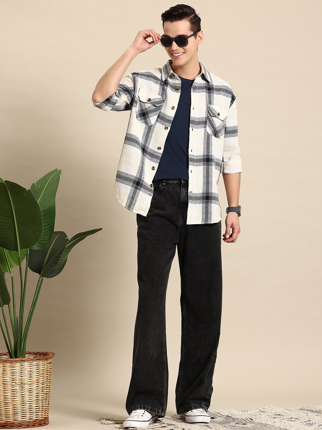 

Mast & Harbour Checked Casual Shirt, White