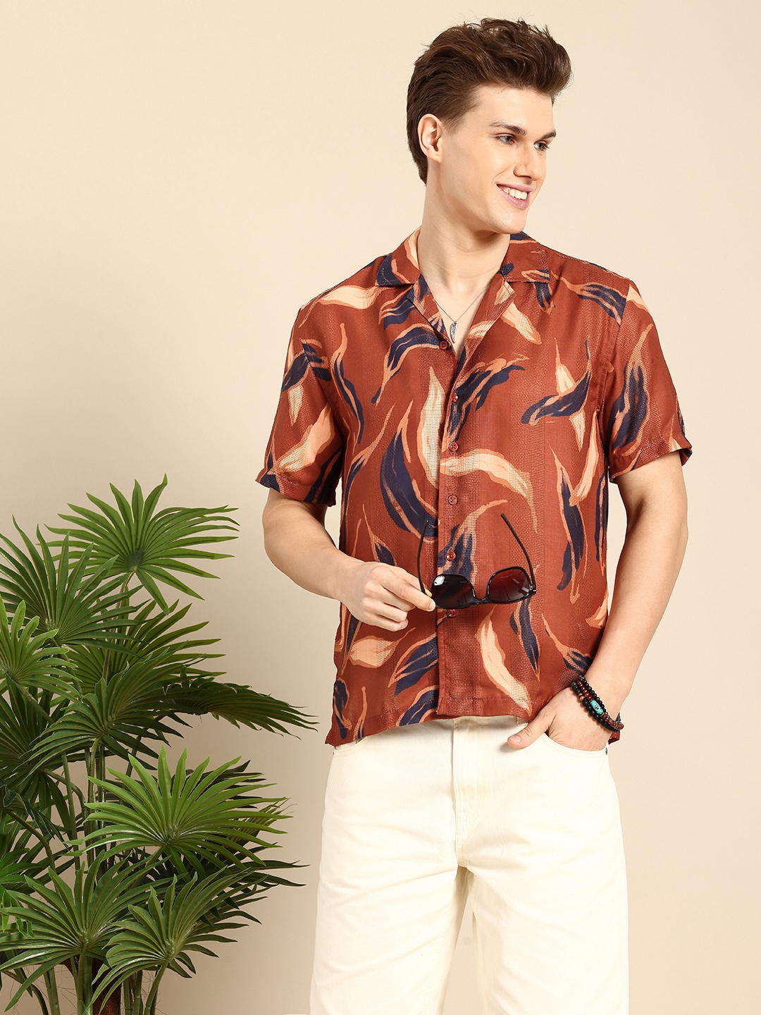 

Mast & Harbour Abstract Printed Casual Shirt, Brown