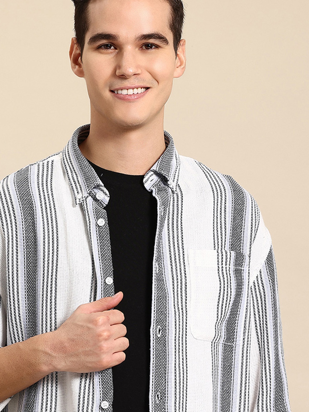 

Mast & Harbour Striped Casual Relaxed Fit Shirt, White