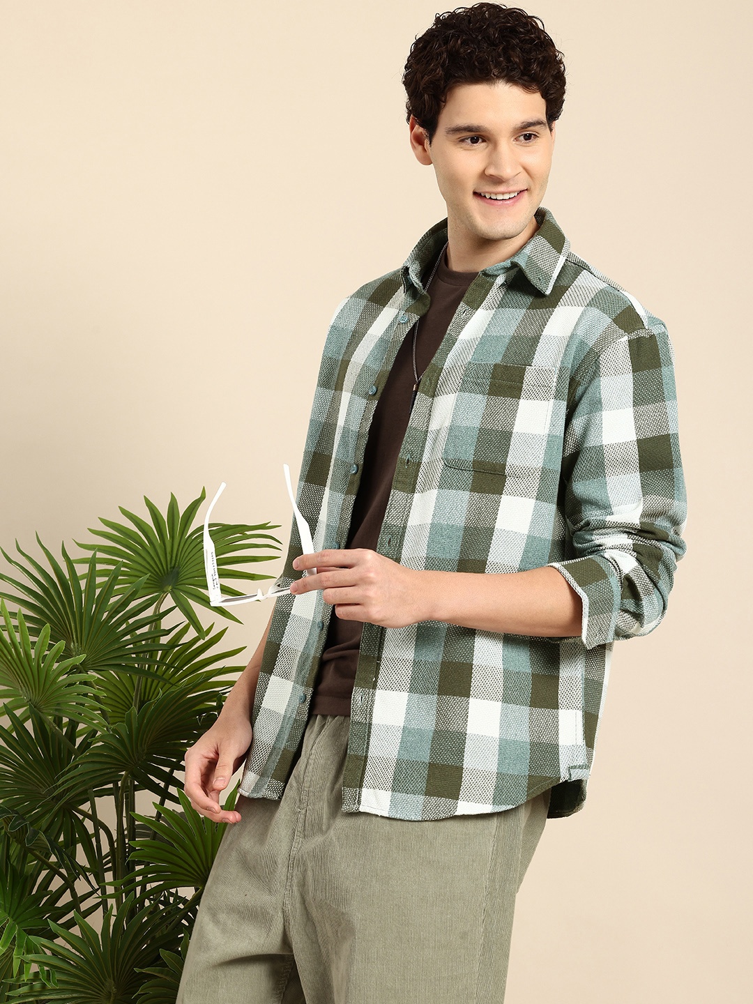 

Mast & Harbour Opaque Checked Casual Shirt, Teal