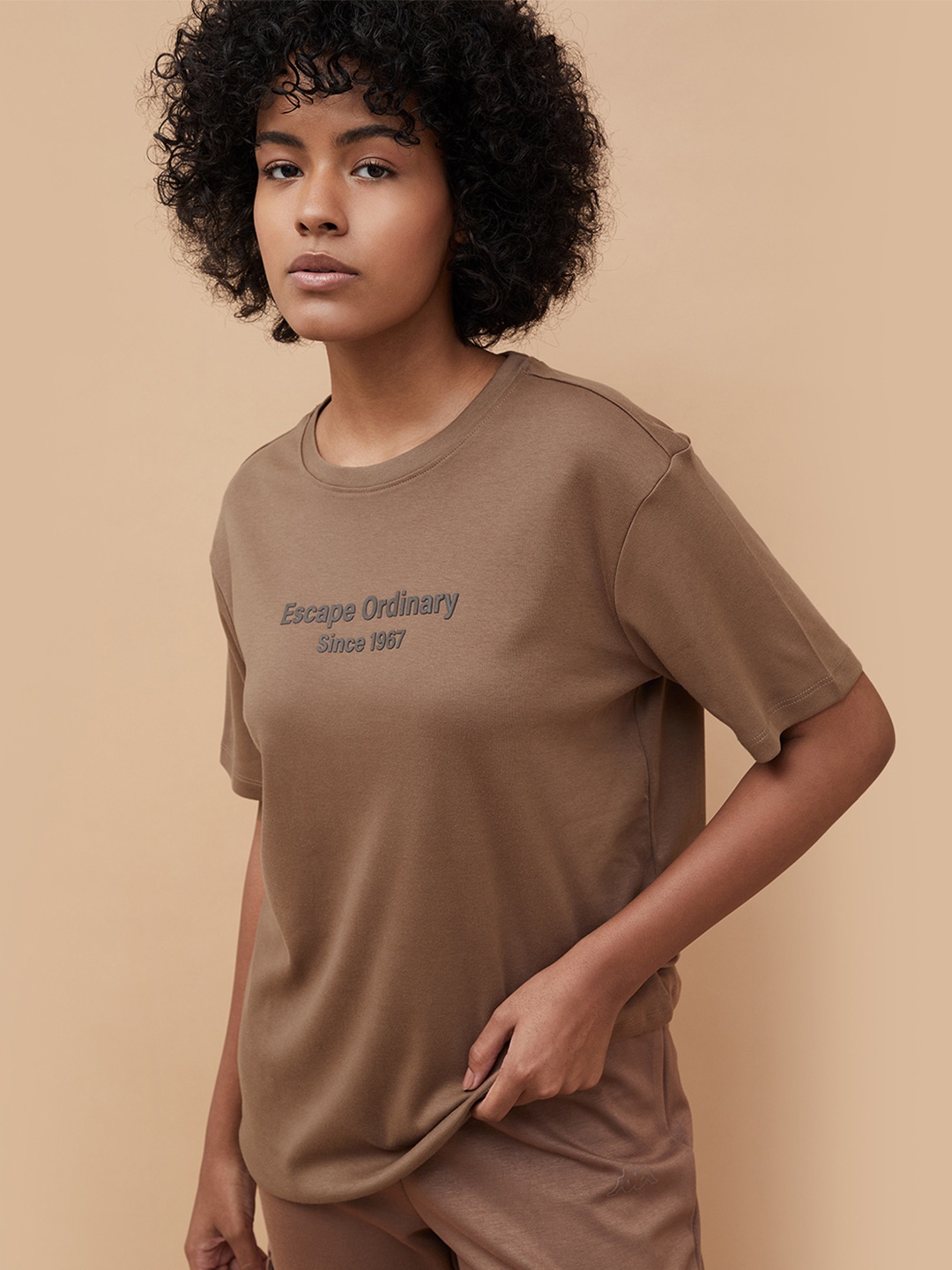 

Kappa Women Typography Applique T-shirt, Brown