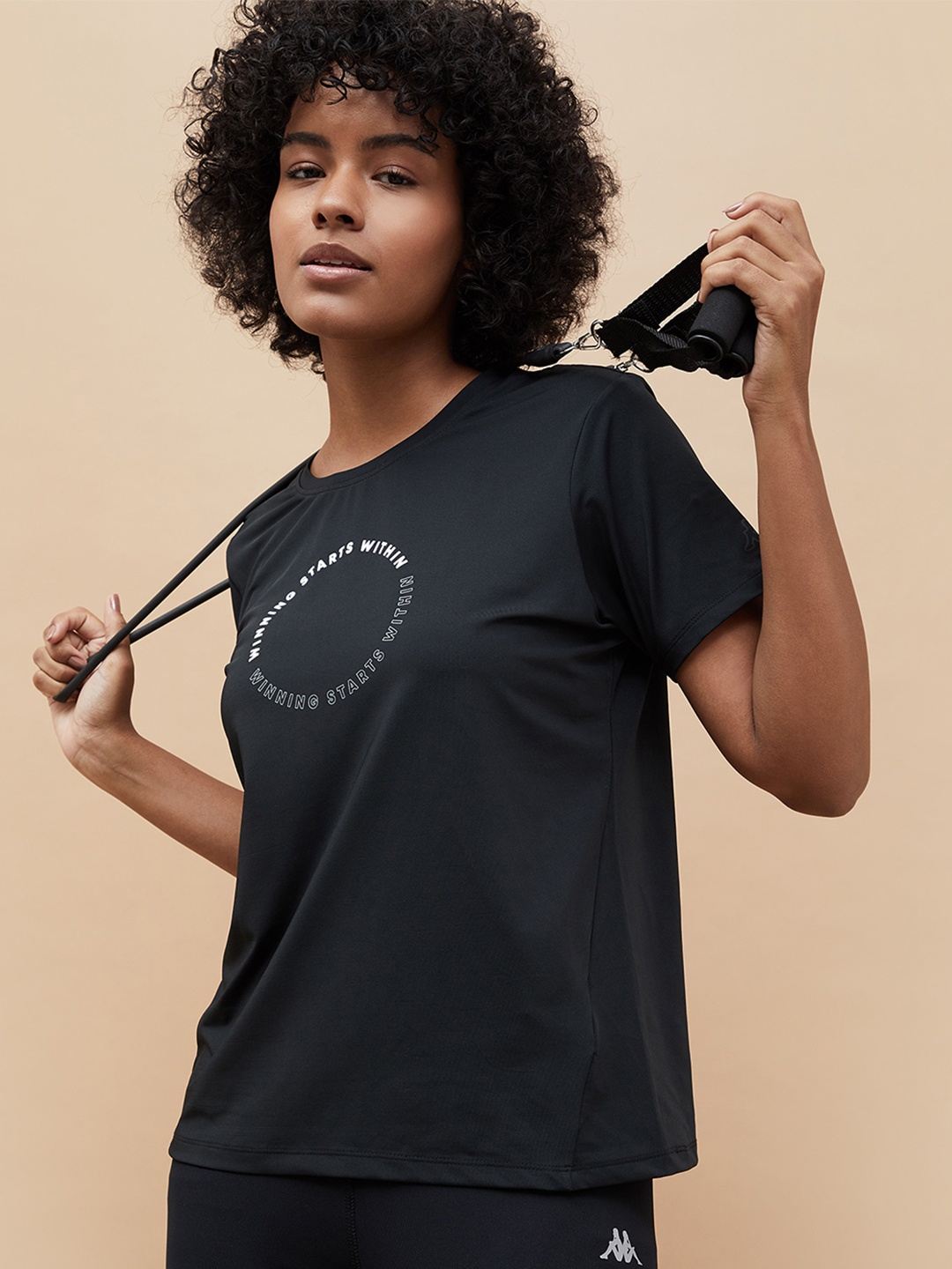 

Kappa Women Typography Pockets T-shirt, Black