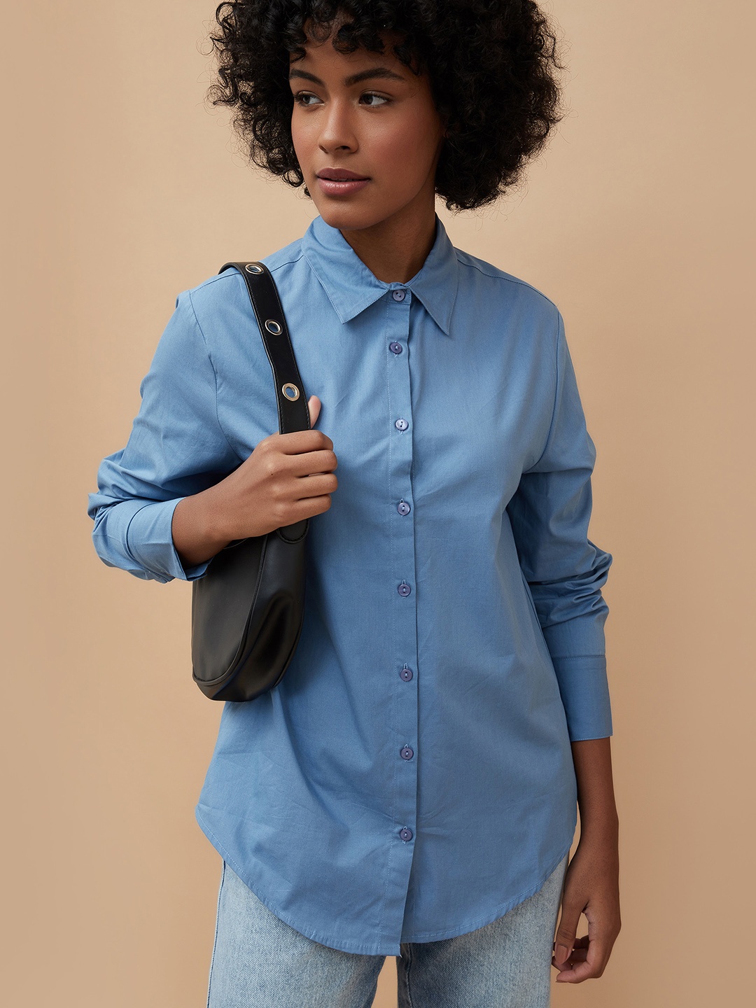 

Fame Forever by Lifestyle Print Extended Sleeves Cotton Top, Blue