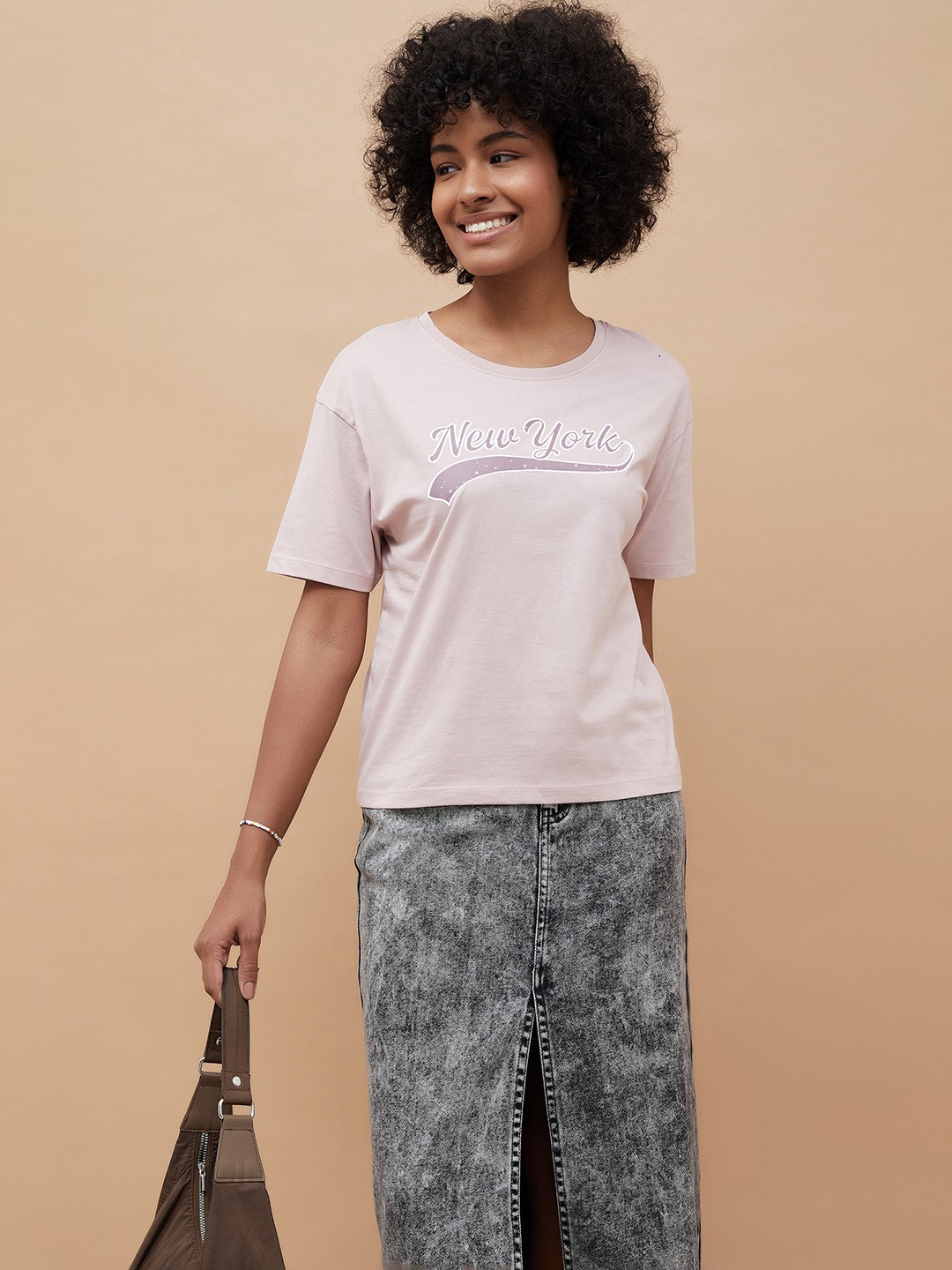 

Fame Forever by Lifestyle Women Typography Printed Relaxed Fit Pure Cotton T-shirt, Pink