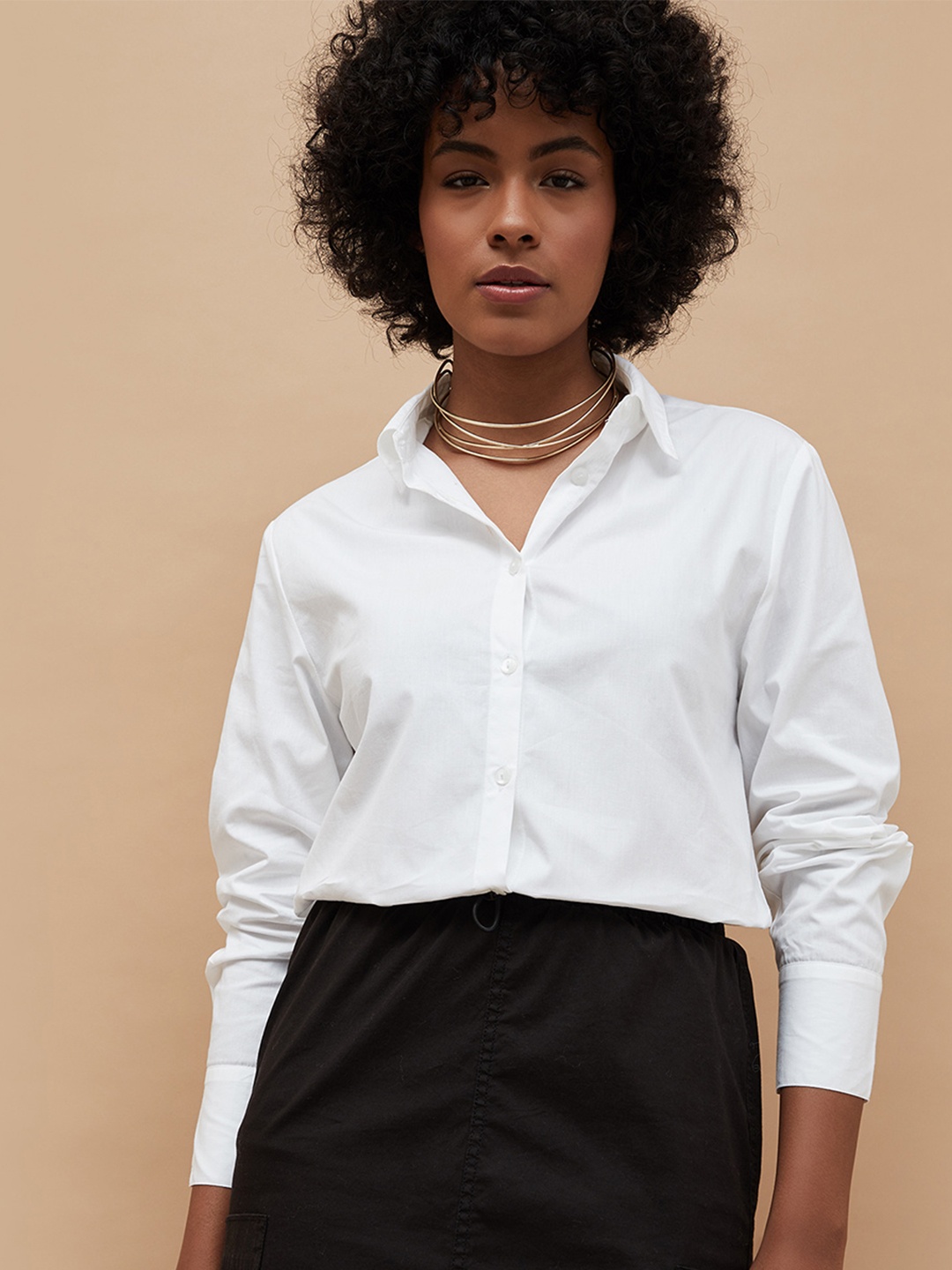 

Fame Forever by Lifestyle Print Extended Sleeves Cotton Top, White