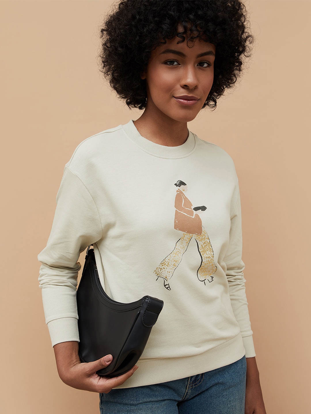 

Fame Forever by Lifestyle Women Colourblocked Sweatshirt, Beige