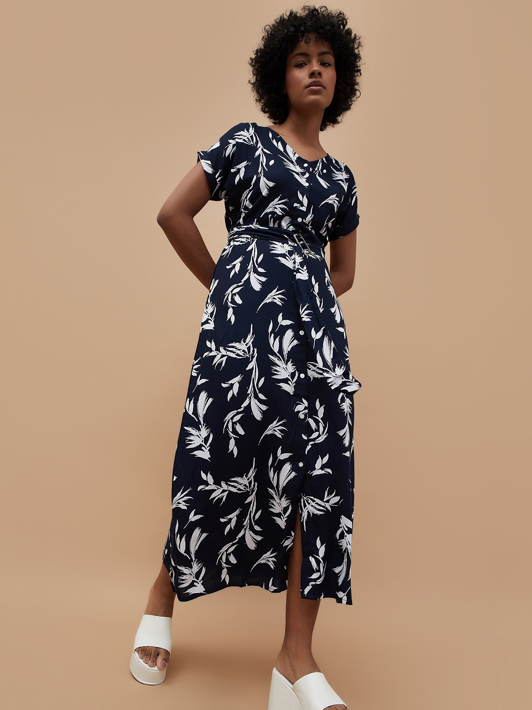 

Fame Forever by Lifestyle Floral Print Puff Sleeve Fit & Flare Midi Dress, Blue