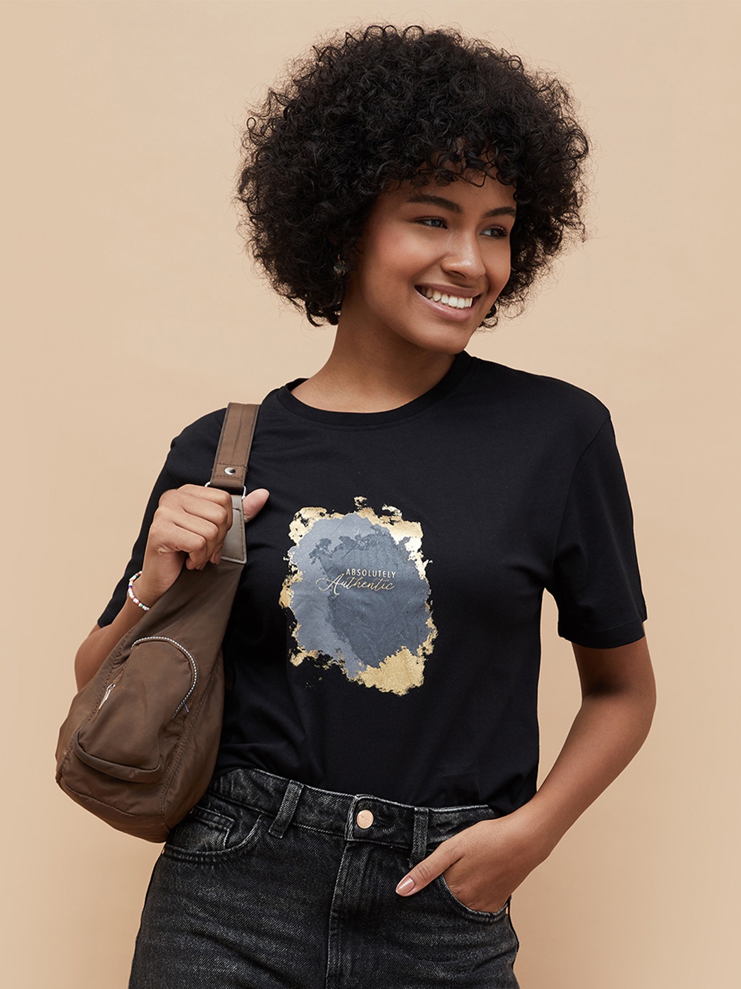 

Fame Forever by Lifestyle Print Cotton Top, Black