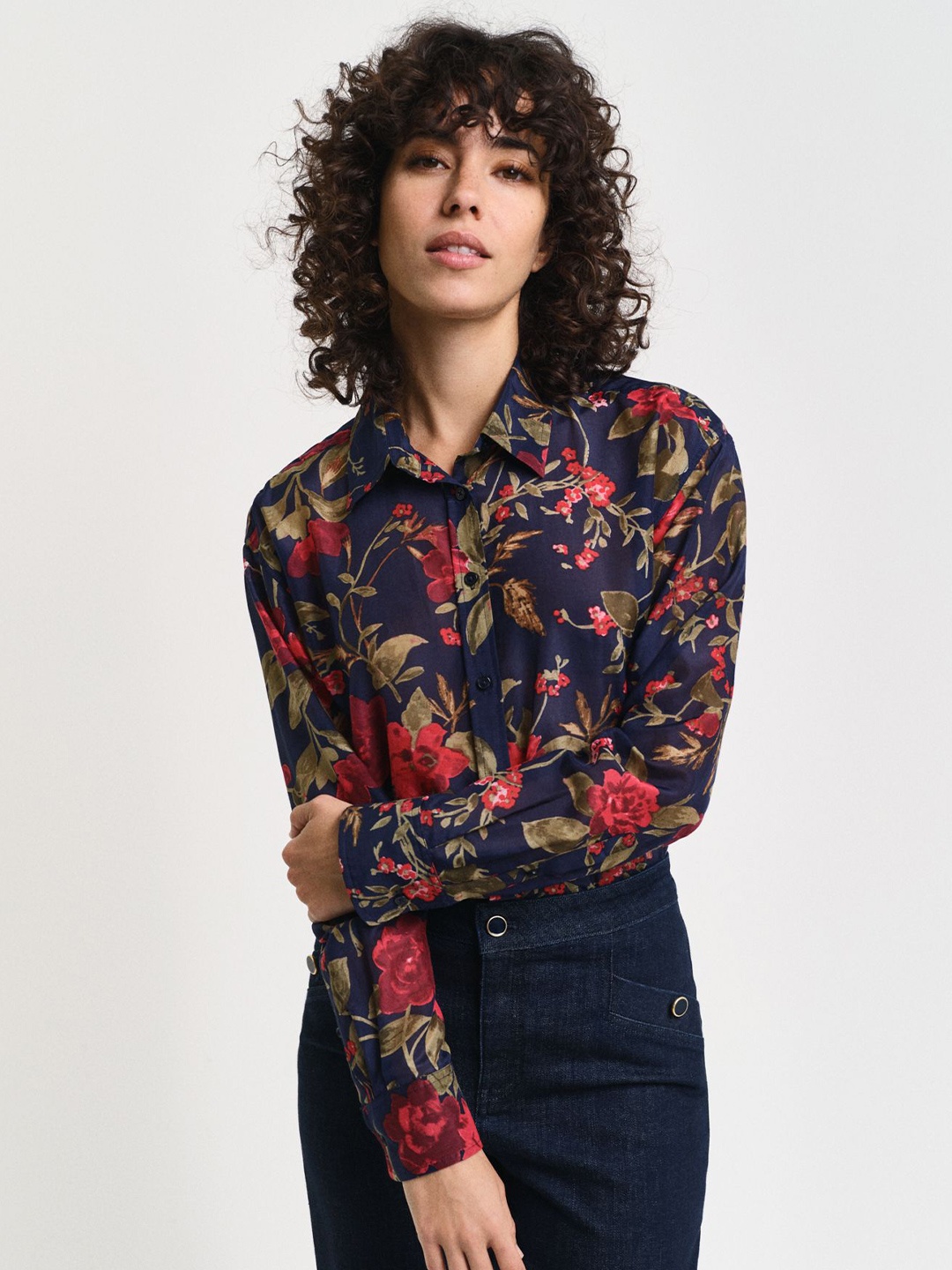 

GANT Women Floral Opaque Printed Casual Shirt, Blue