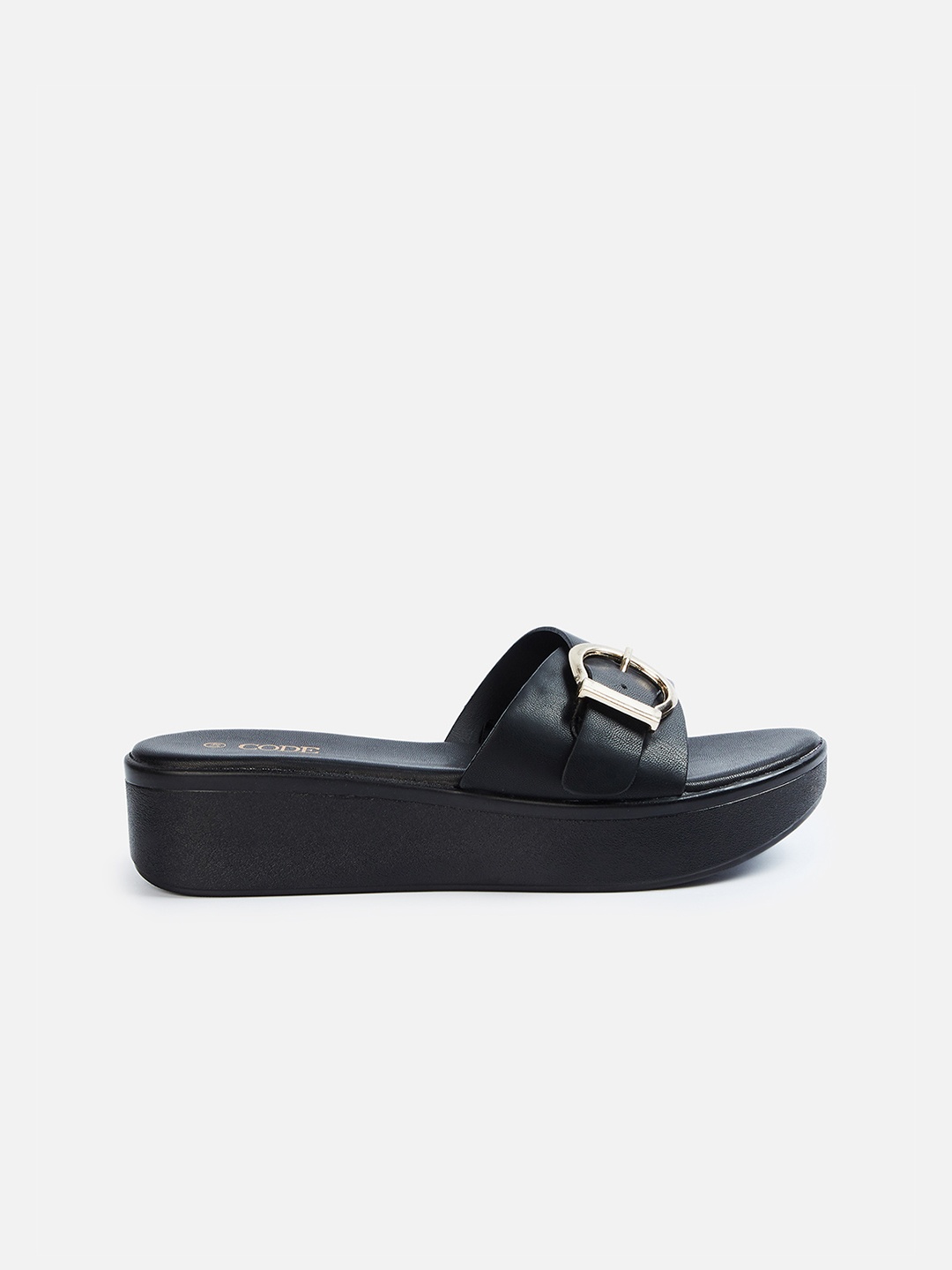 

CODE by Lifestyle Platform Sandals with Buckles, Black