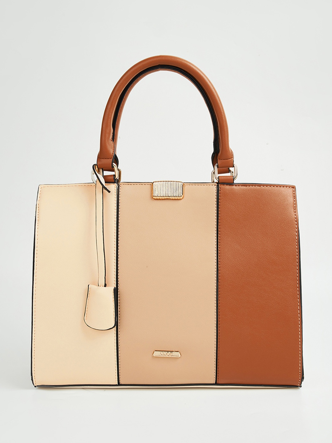 

CODE by Lifestyle Colourblocked Structured Handheld Bag, Tan