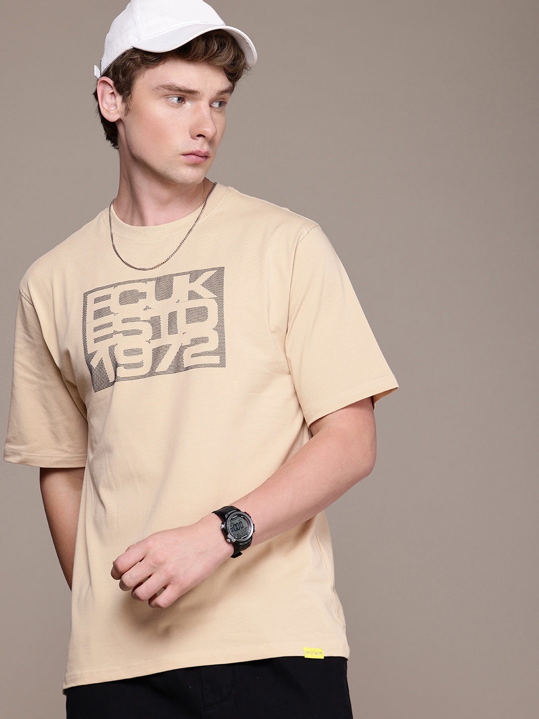 

FCUK Brand Logo Printed T-shirt, Beige