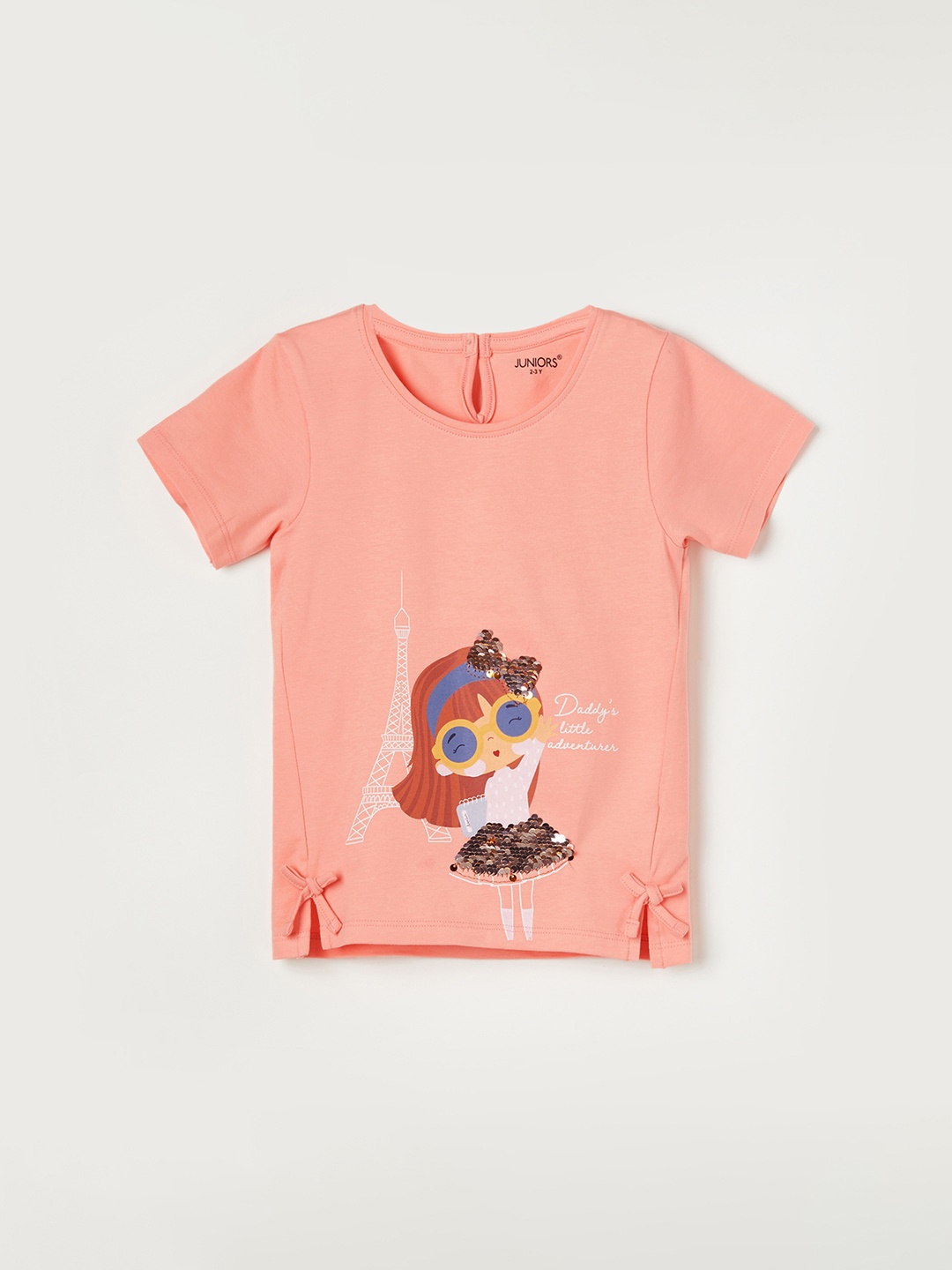 

Juniors by Lifestyle Girls Printed Pockets T-shirt, Pink