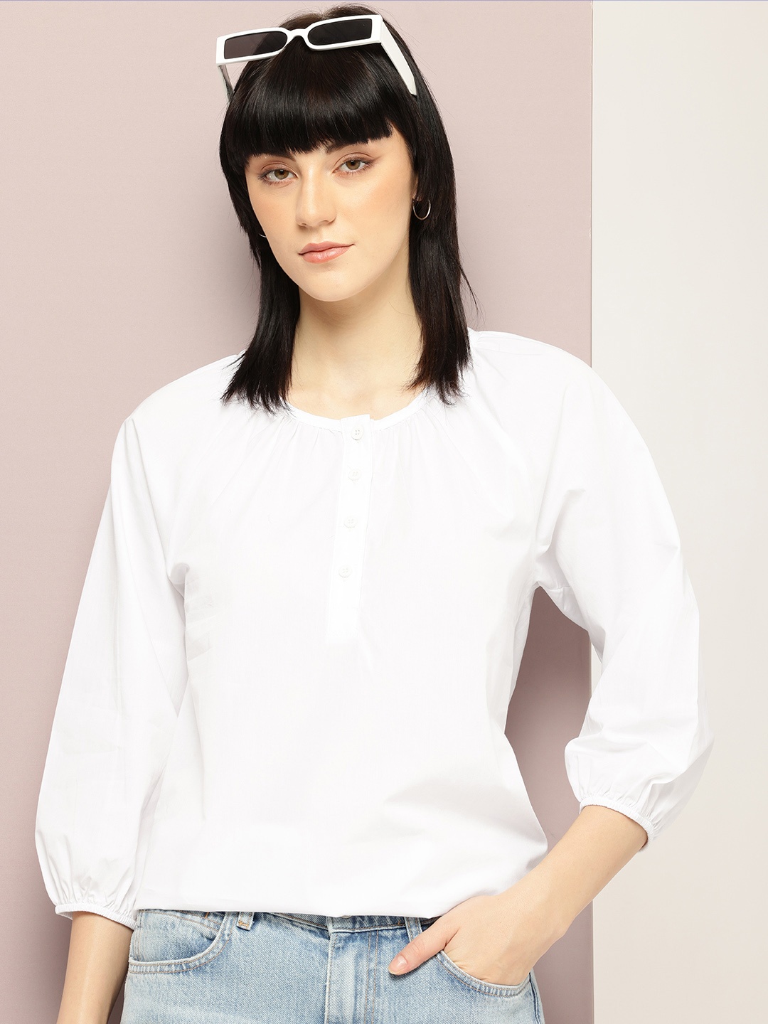 

Kook N Keech Puff Sleeves Pure Cotton Top, White