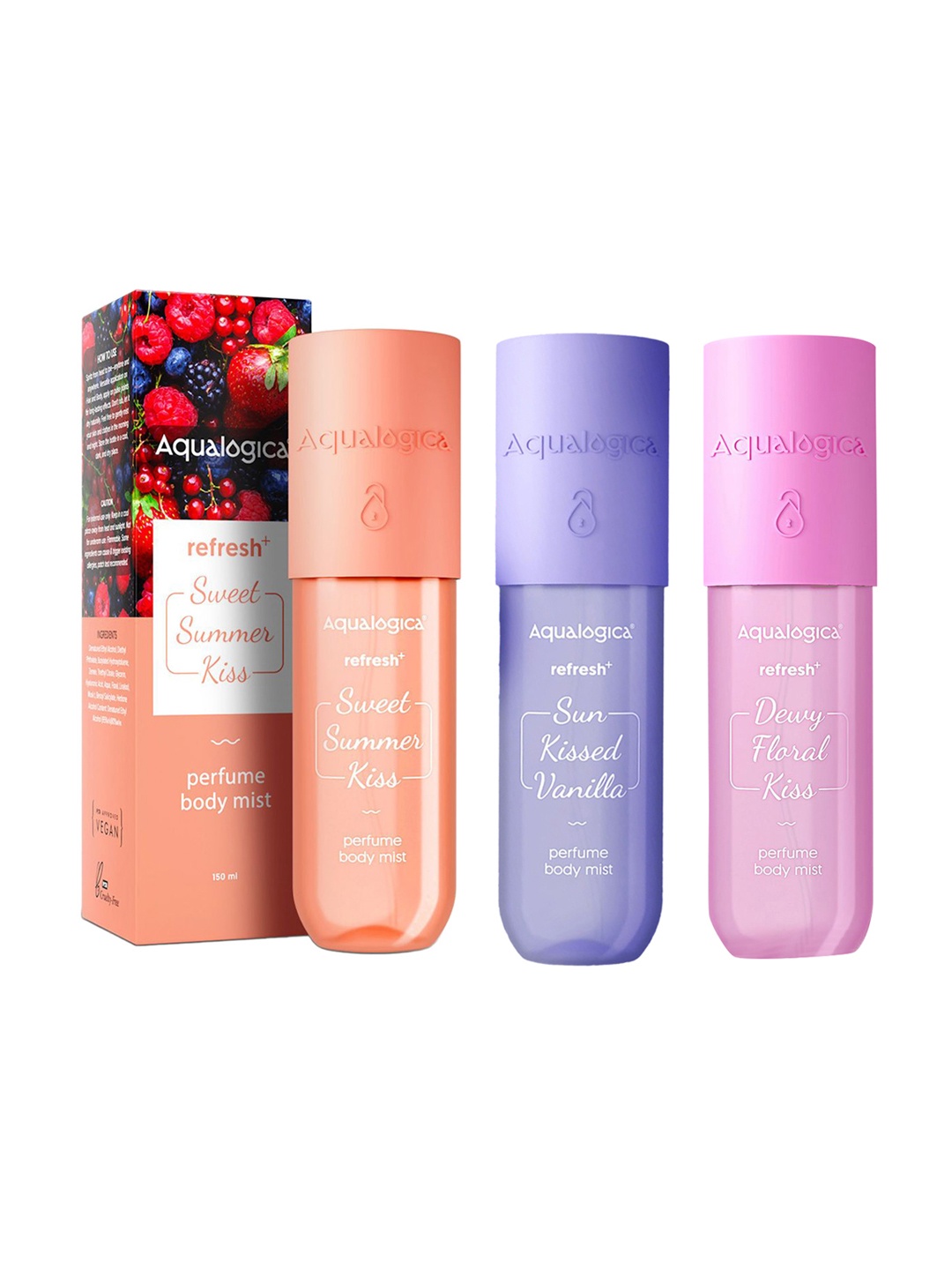 

Aqualogica Set of 3 Refresh+ Perfume Body Mist - 150 ml each, Pink