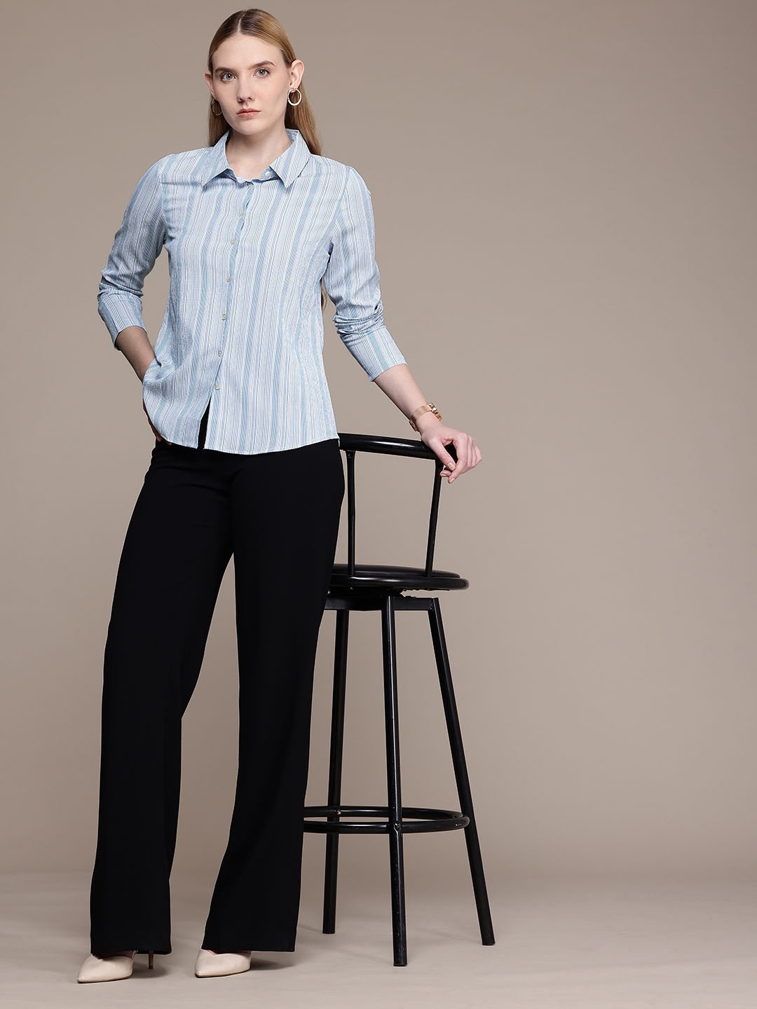 

French Connection Premium Slim Fit Striped Casual Shirt, Blue