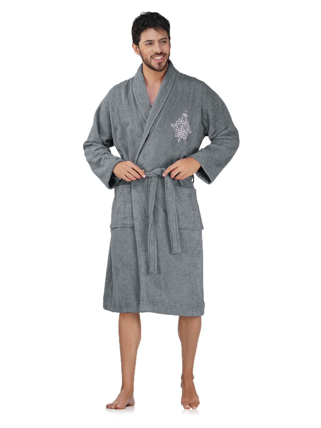 

RANGOLI Men Bamboo Bath Robe, Grey
