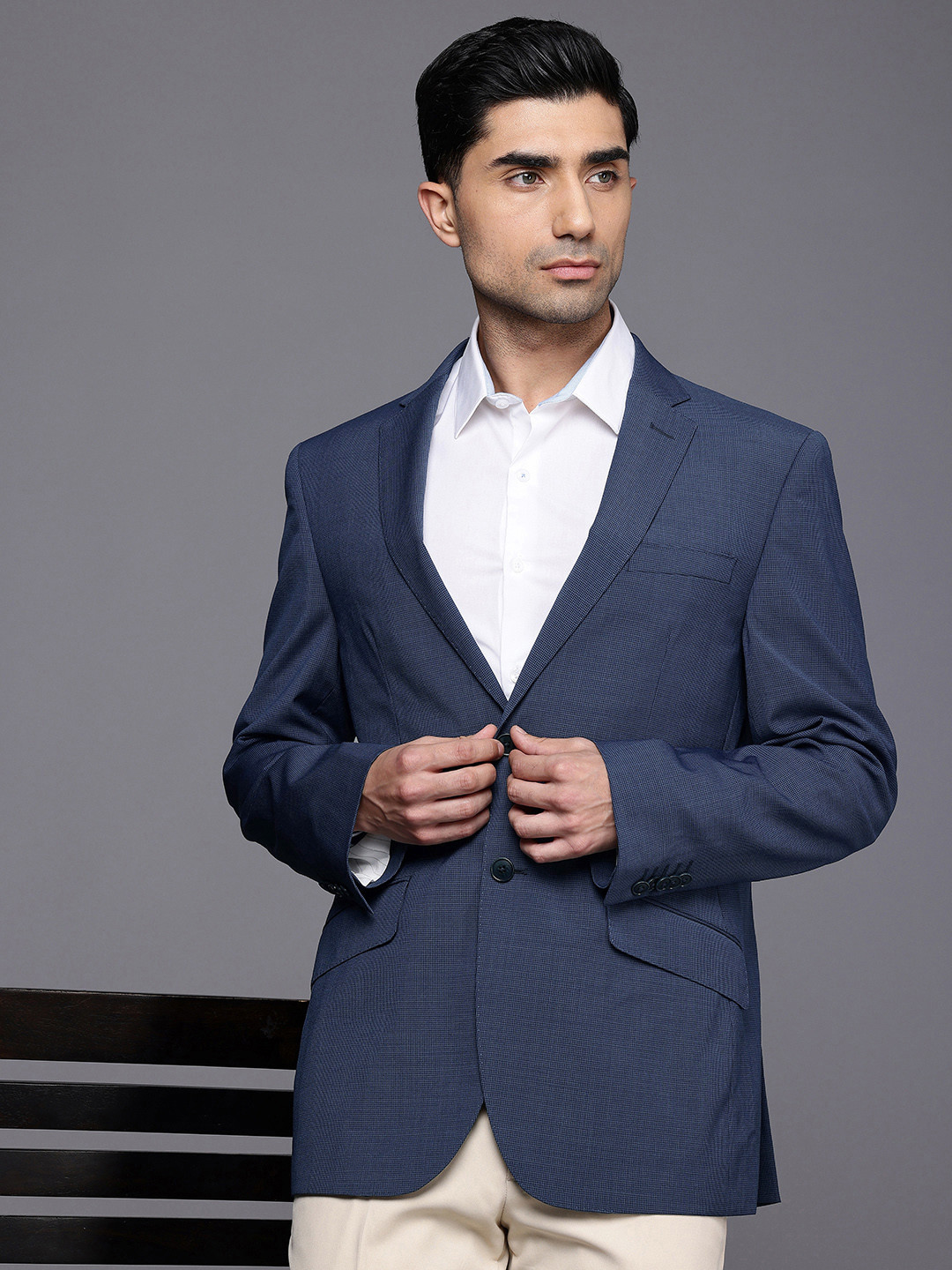 

Raymond Micro Checked Contemporary Fit Formal Blazer, Blue