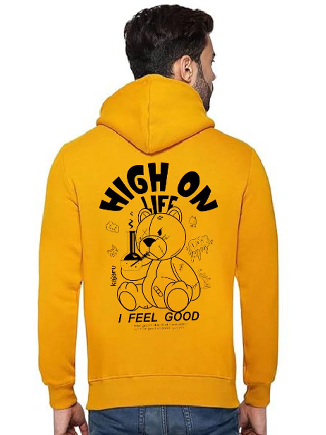 

GLITO Men Hooded Sweatshirt, Yellow