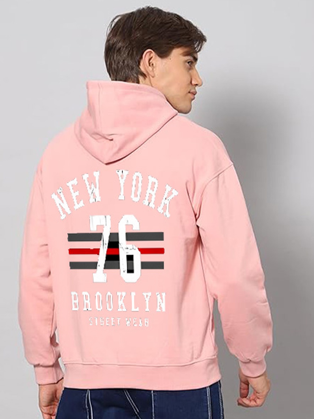 

GLITO Men Hooded Sweatshirt, Peach