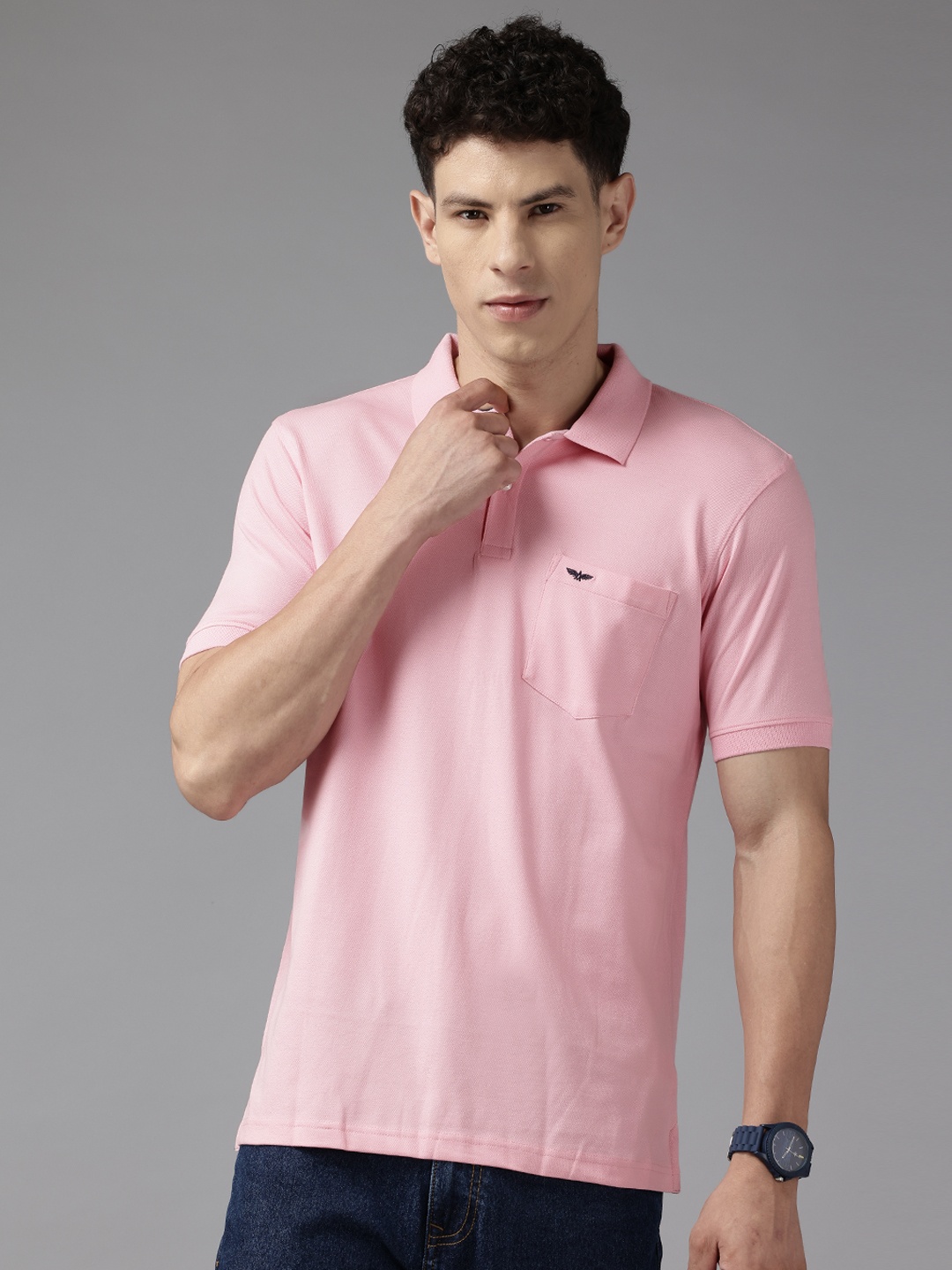 

Park Avenue Men Polo Collar Slim Fit T-shirt, Pink