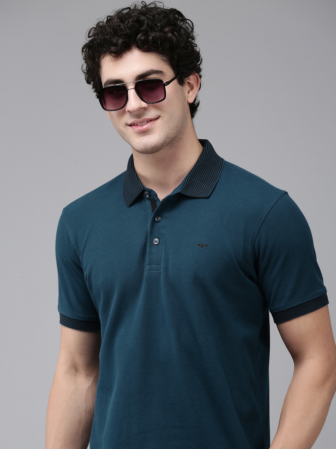 

Park Avenue Polo Collar Pure Cotton Slim Fit T-shirt, Teal