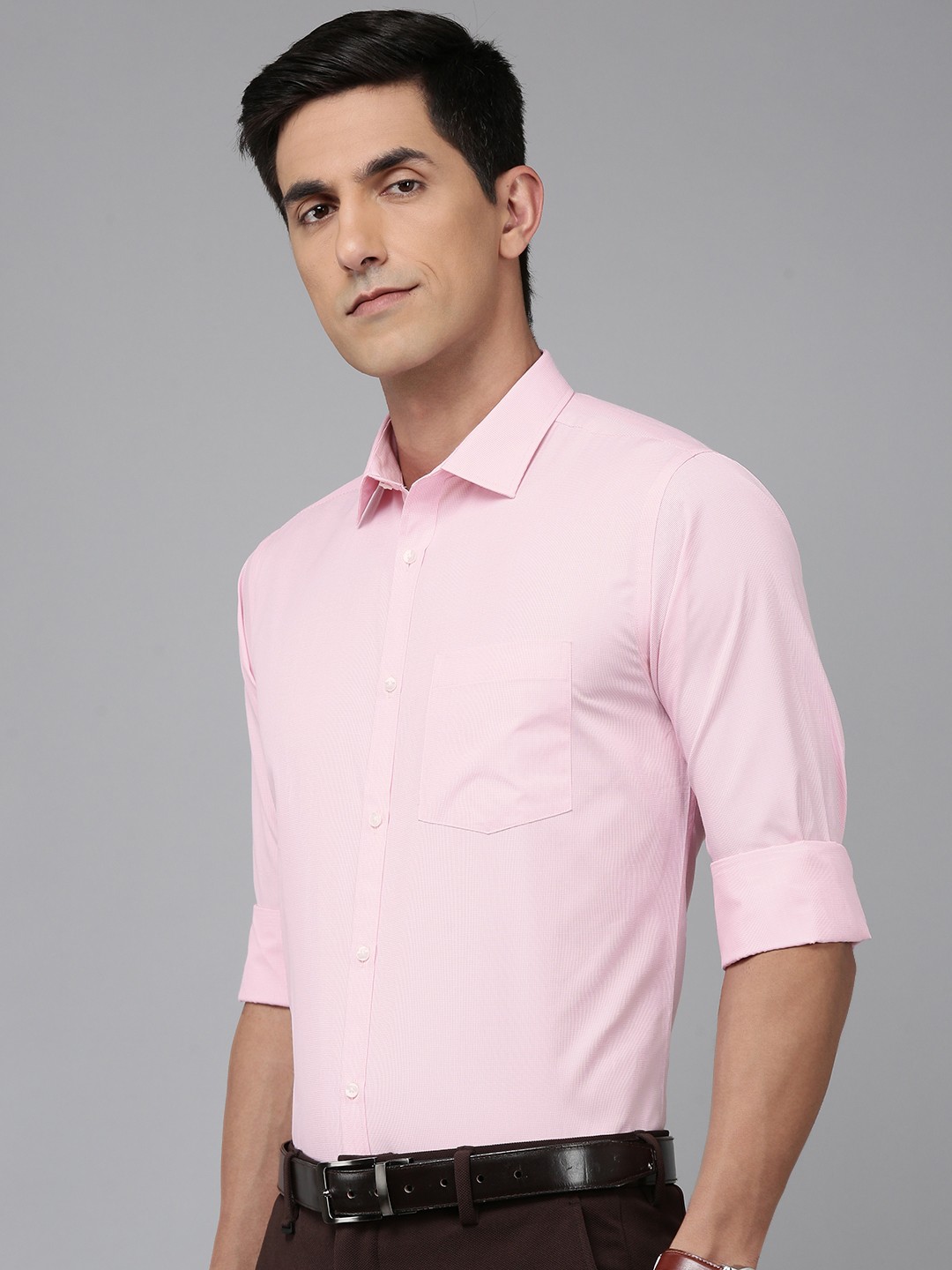 

Park Avenue Slim Fit Textured Self Design Formal Shirt, Pink