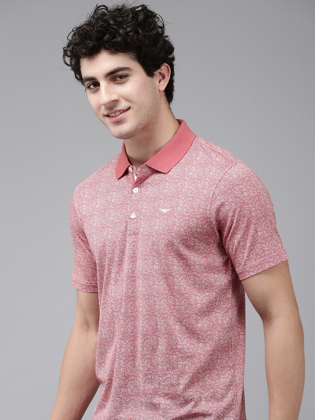 

Park Avenue Abstract Printed Polo Collar Pure Cotton T-shirt, Pink