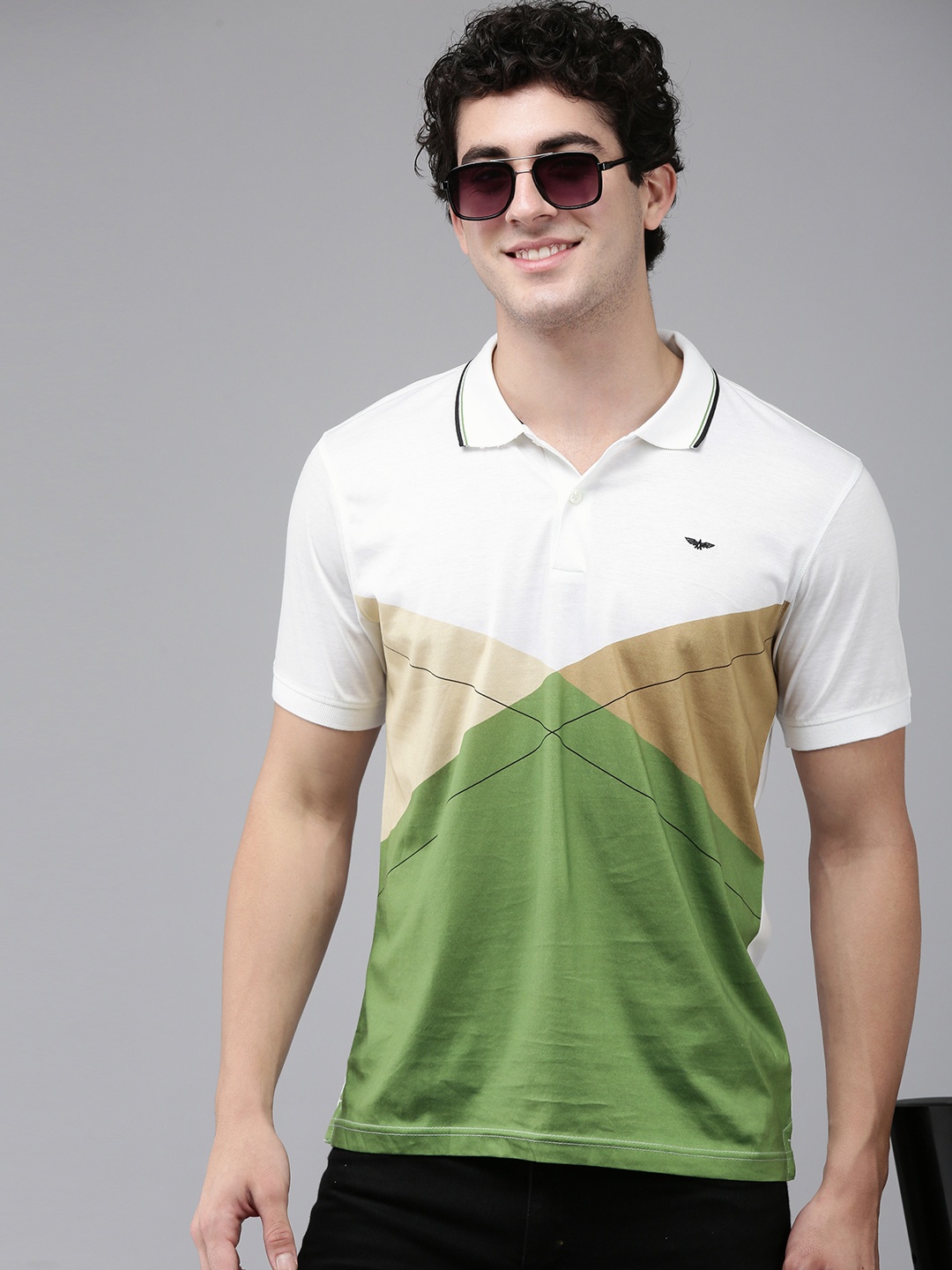 

Park Avenue Colourblocked Polo Collar Pure Cotton Slim Fit T-shirt, White