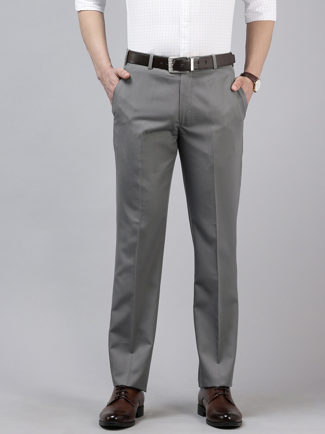 

Park Avenue Men Smart Fit Formal Trousers, Grey