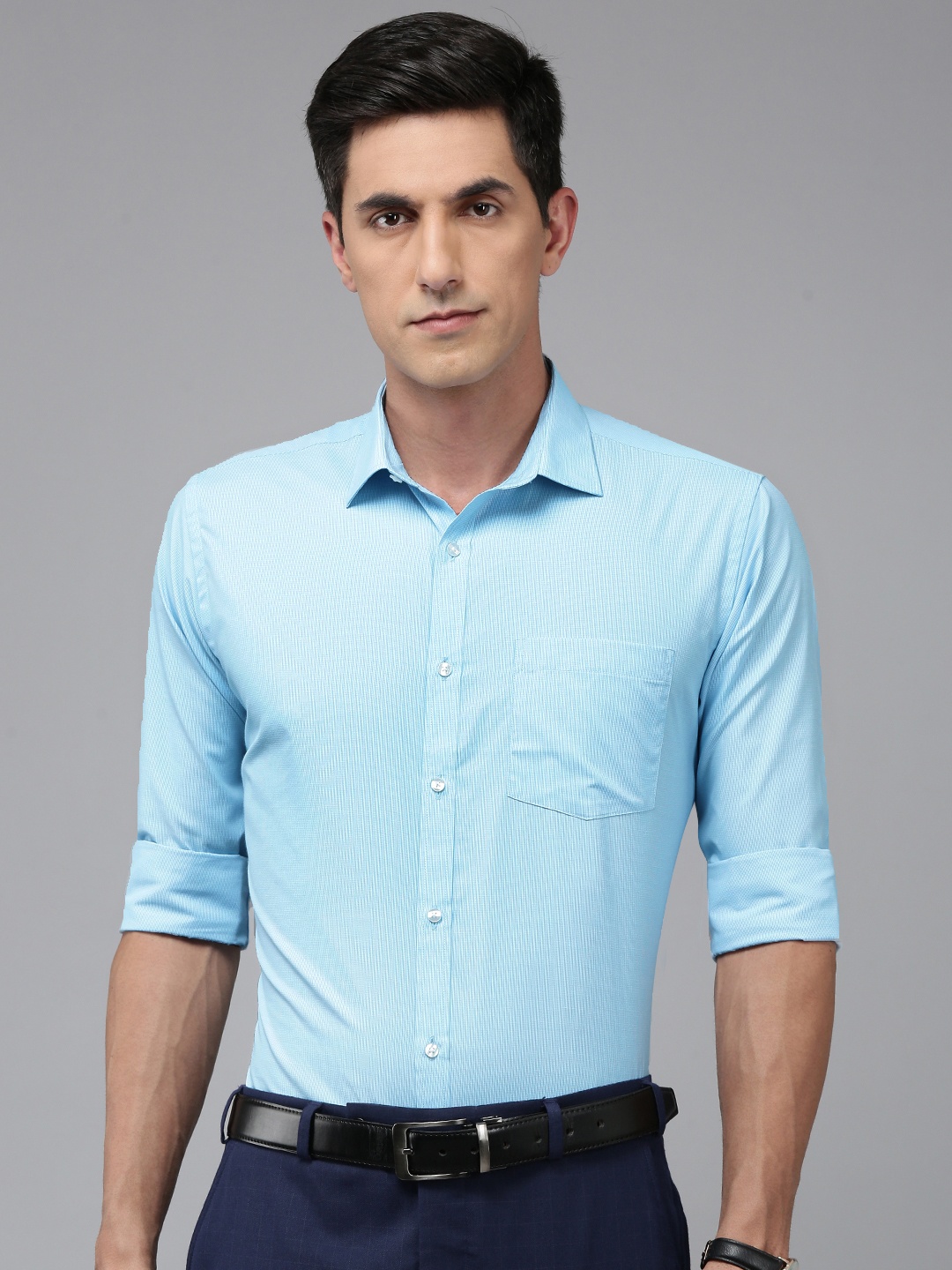 

Park Avenue Slim Fit Textured Self Design Formal Shirt, Blue