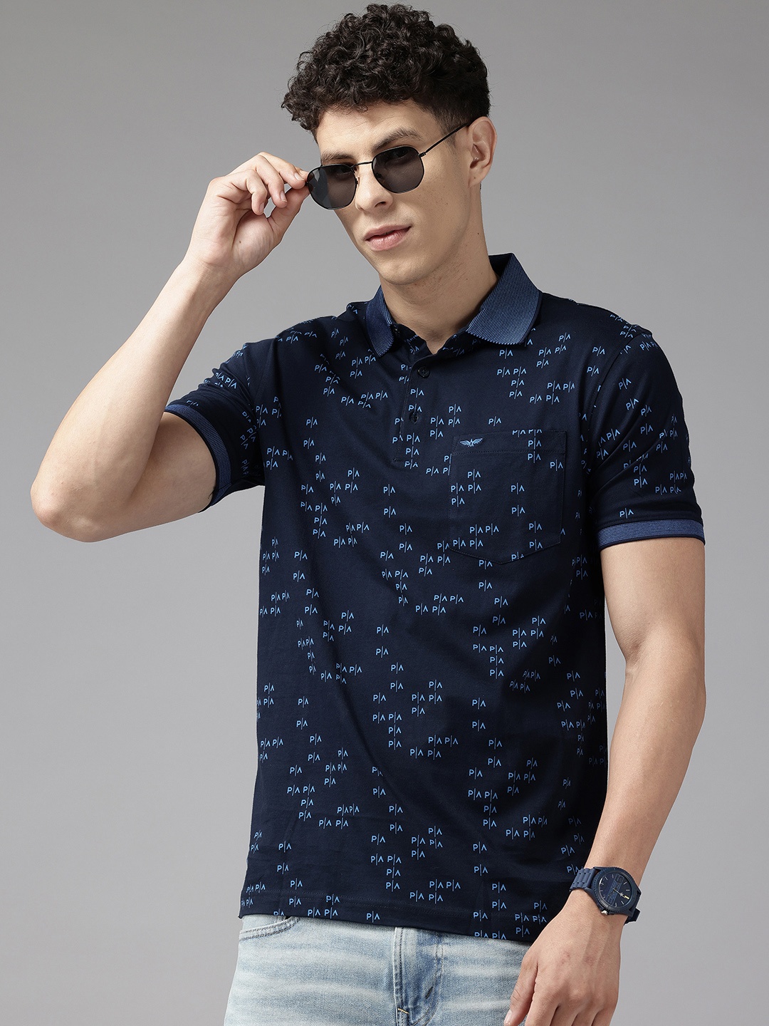 

Park Avenue Typography Printed Slim Fit T-shirt, Navy blue