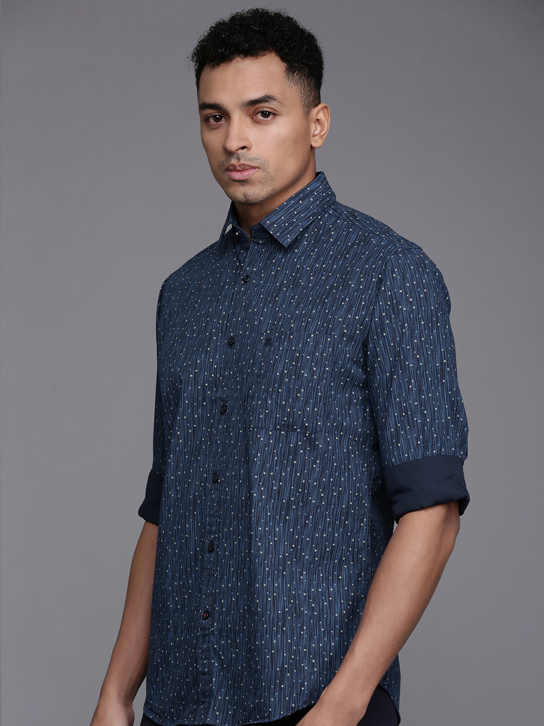 

Raymond Pure Cotton Contemporary Fit Floral Printed Casual Shirt, Blue