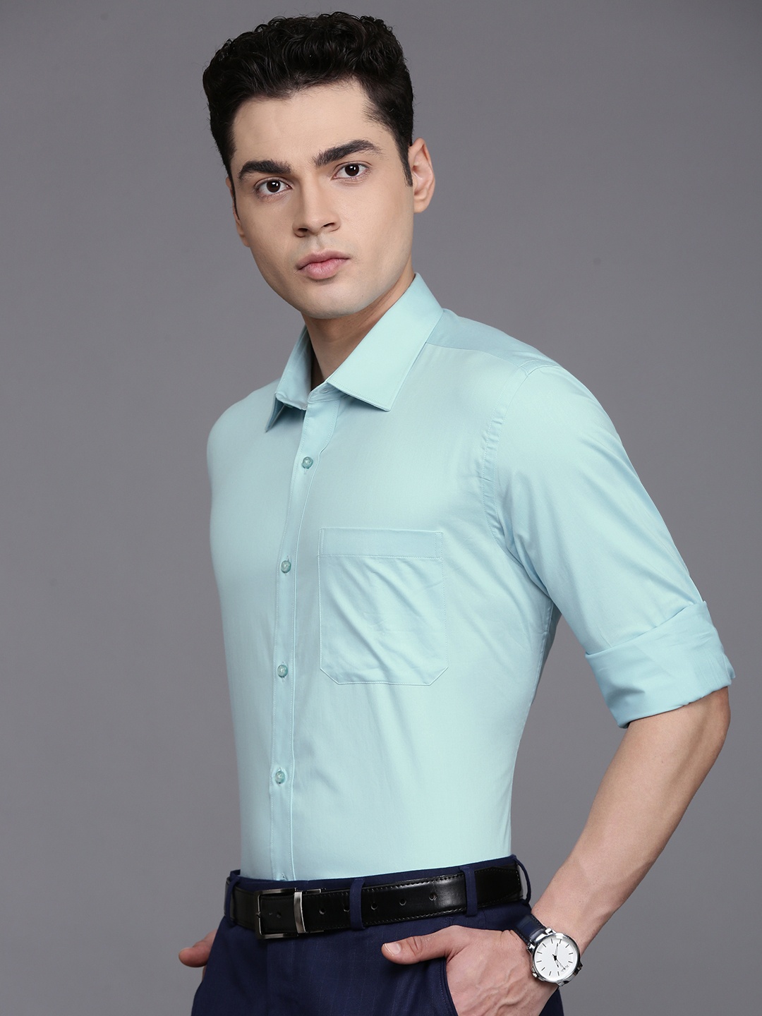 

Raymond Opaque Contemporary Fit Formal Shirt, Blue