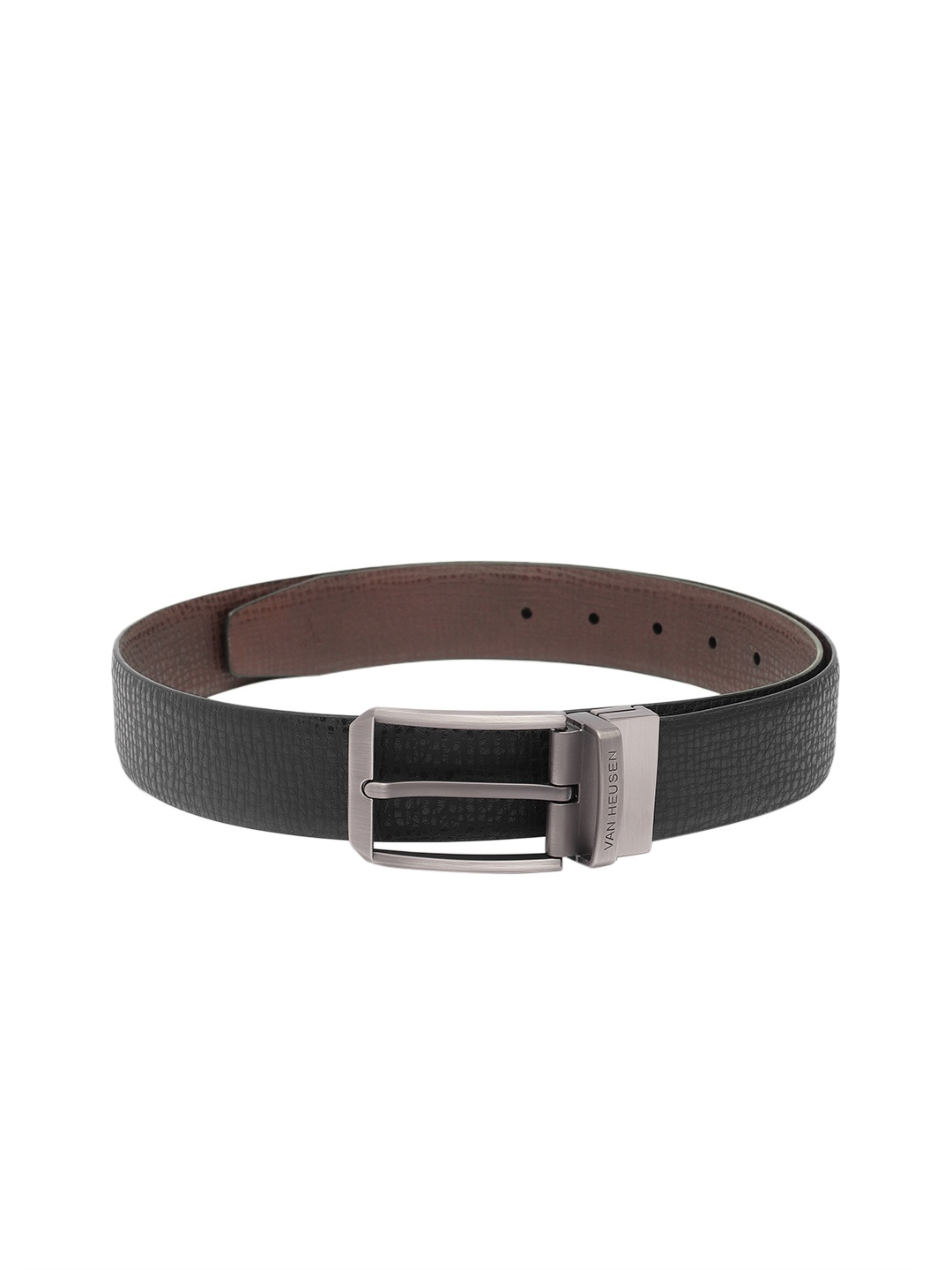 

Van Heusen Men Textured Leather Reversible Belt, Black