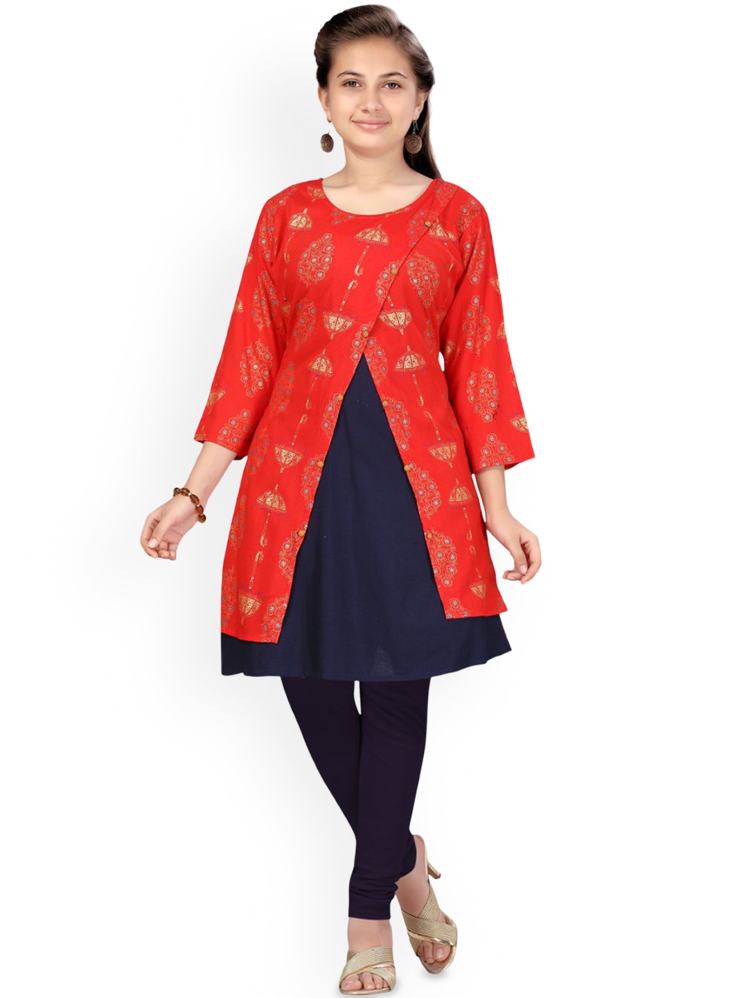 

BAESD Girls Sequinned Kurta, Red