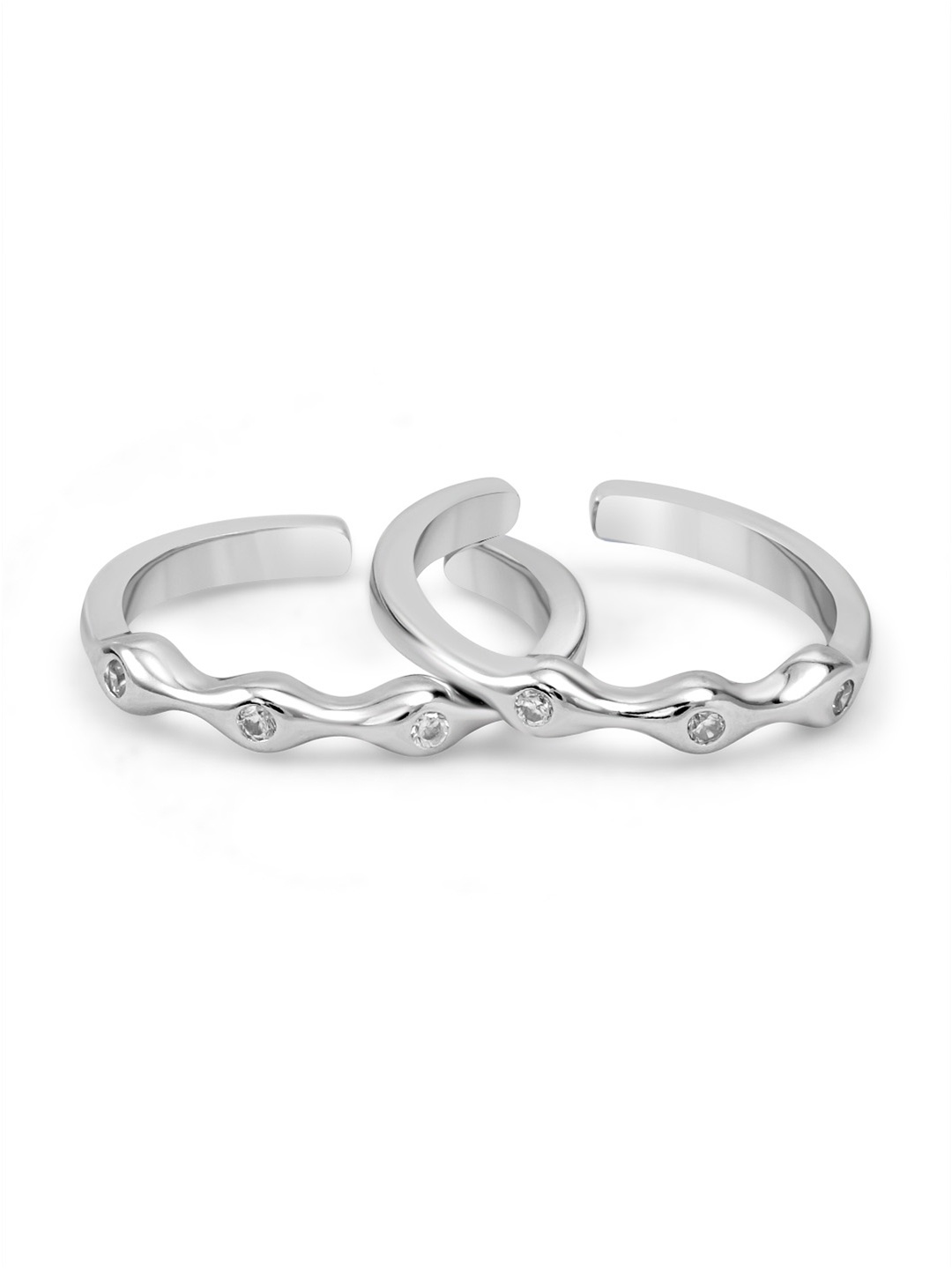 

Zavya Rhodium-Plated Toe Rings, Silver
