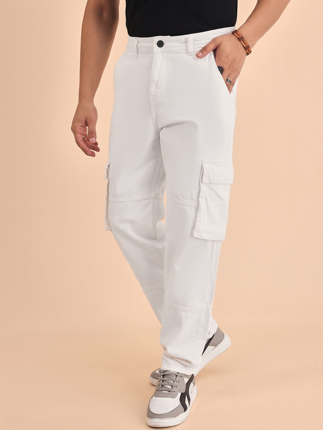 

Style Quotient Men Comfort Relaxed Fit Mid-Rise Cotton Jeans, White