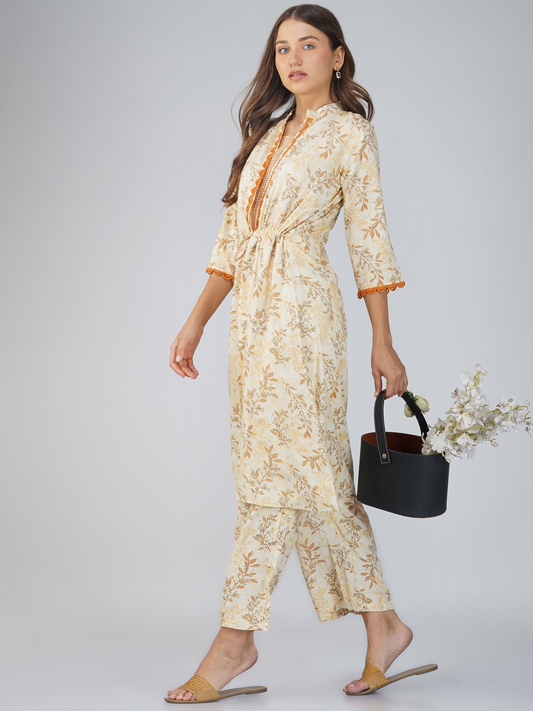 

Bindigasm Printed Tunic With Palazzo Co-Ords, Yellow