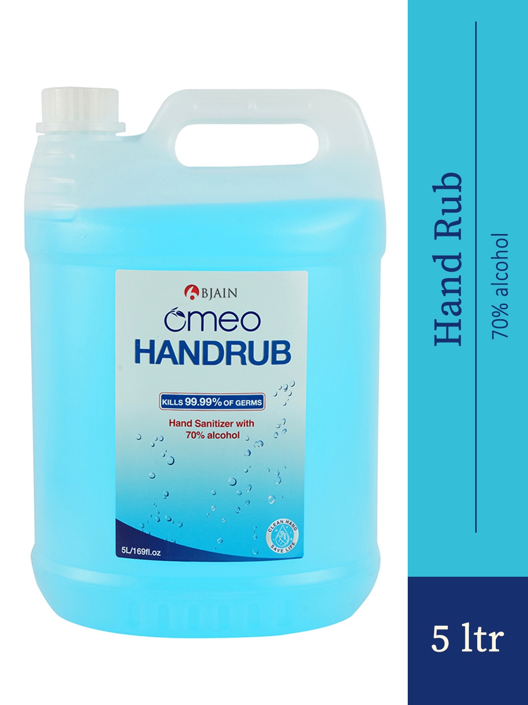 

Omeo Alcohol Based Instant Hand Rub Sanitizer Can - 5Lt, Blue
