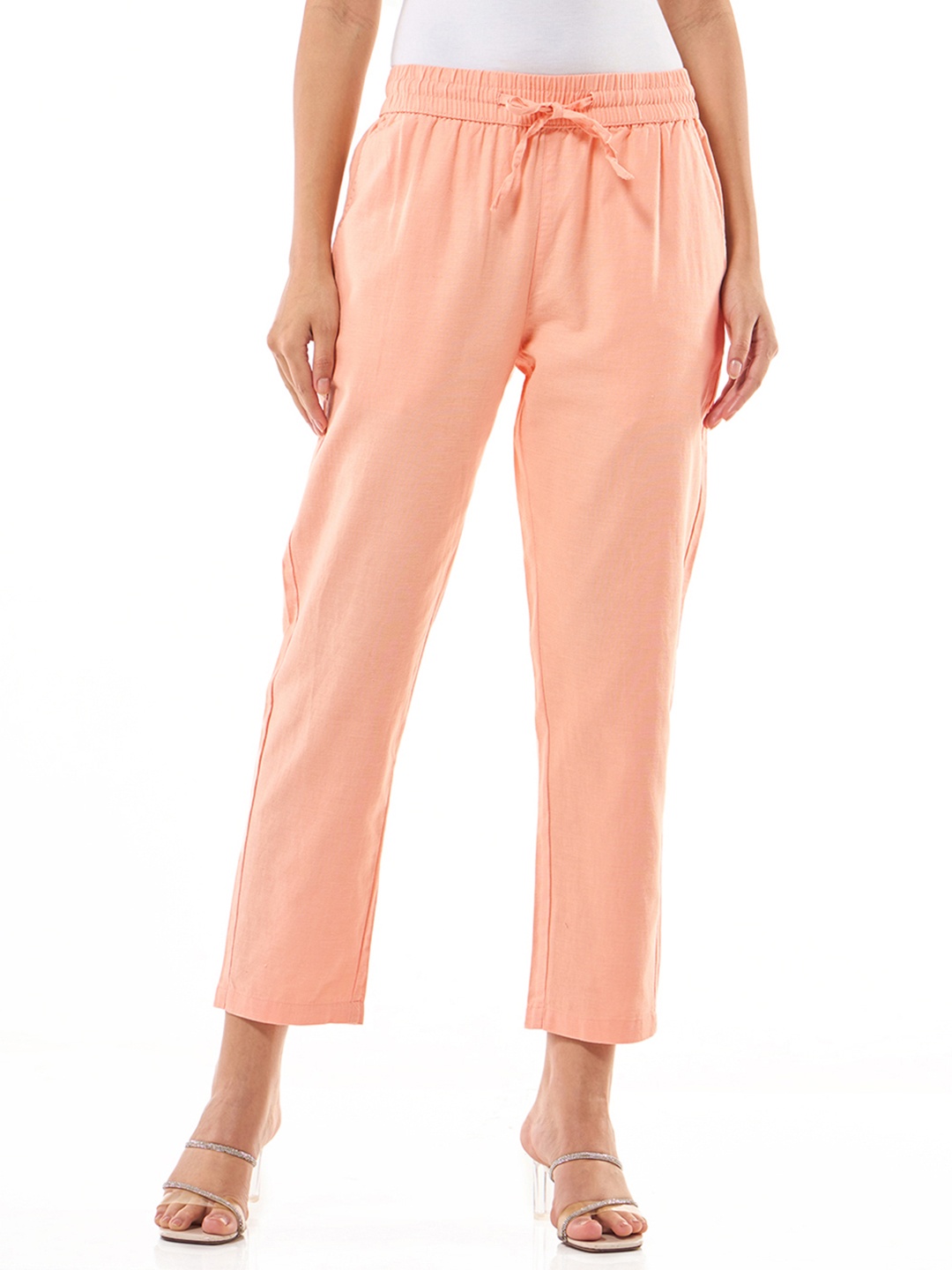 

Bewakoof Women High-Rise Trousers, Orange