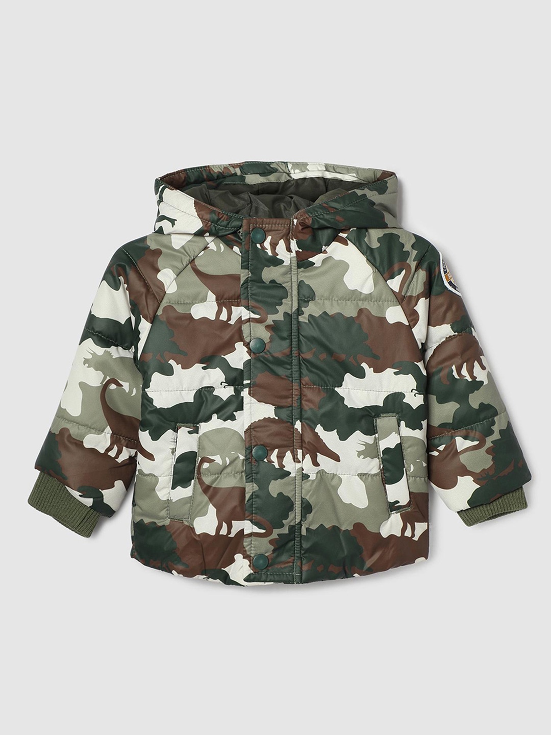 

max Boys Floral Polyester Crop Padded Jacket with Patchwork, Multi